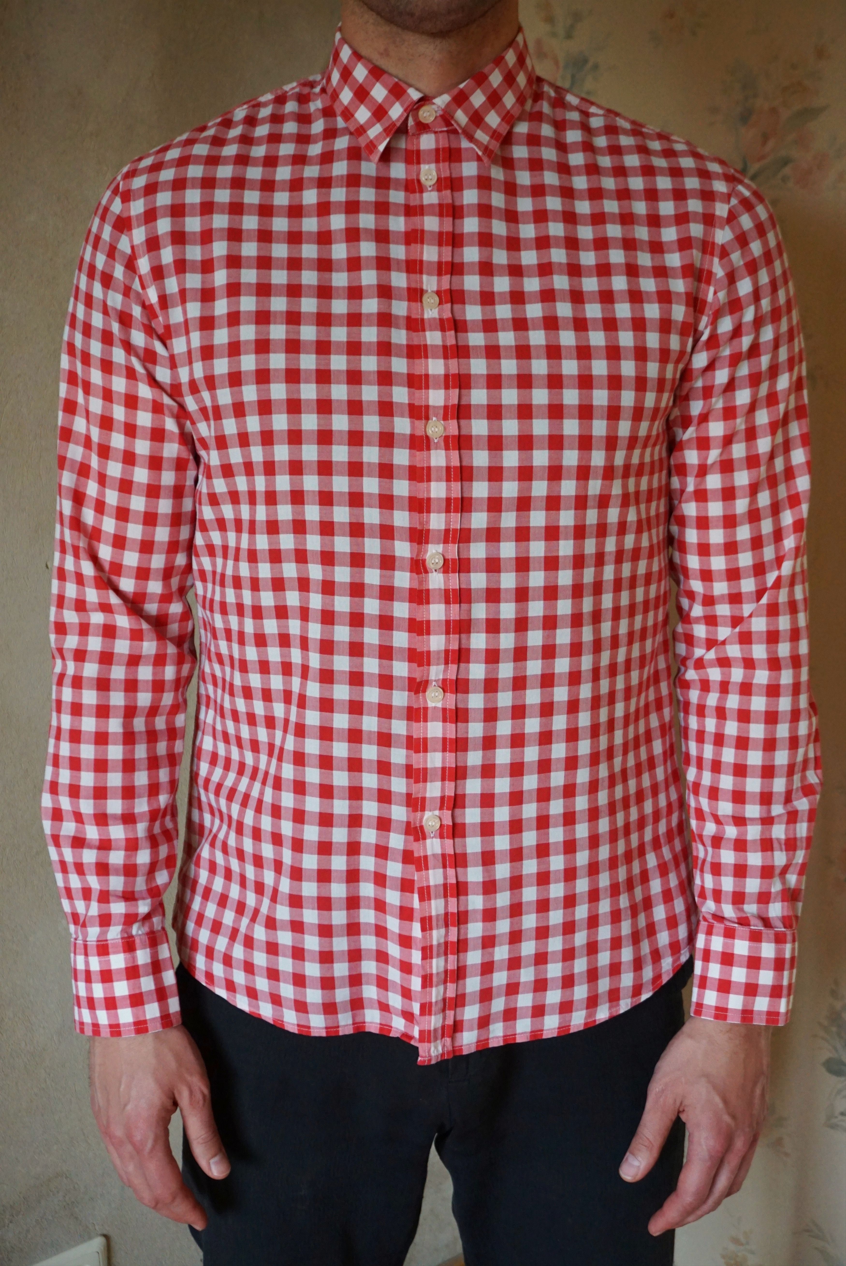 Filippa K Mens Filippa K Small S/M shirt red checked relaxed fit Size US S / EU 44-46 / 1 - 5 Thumbnail