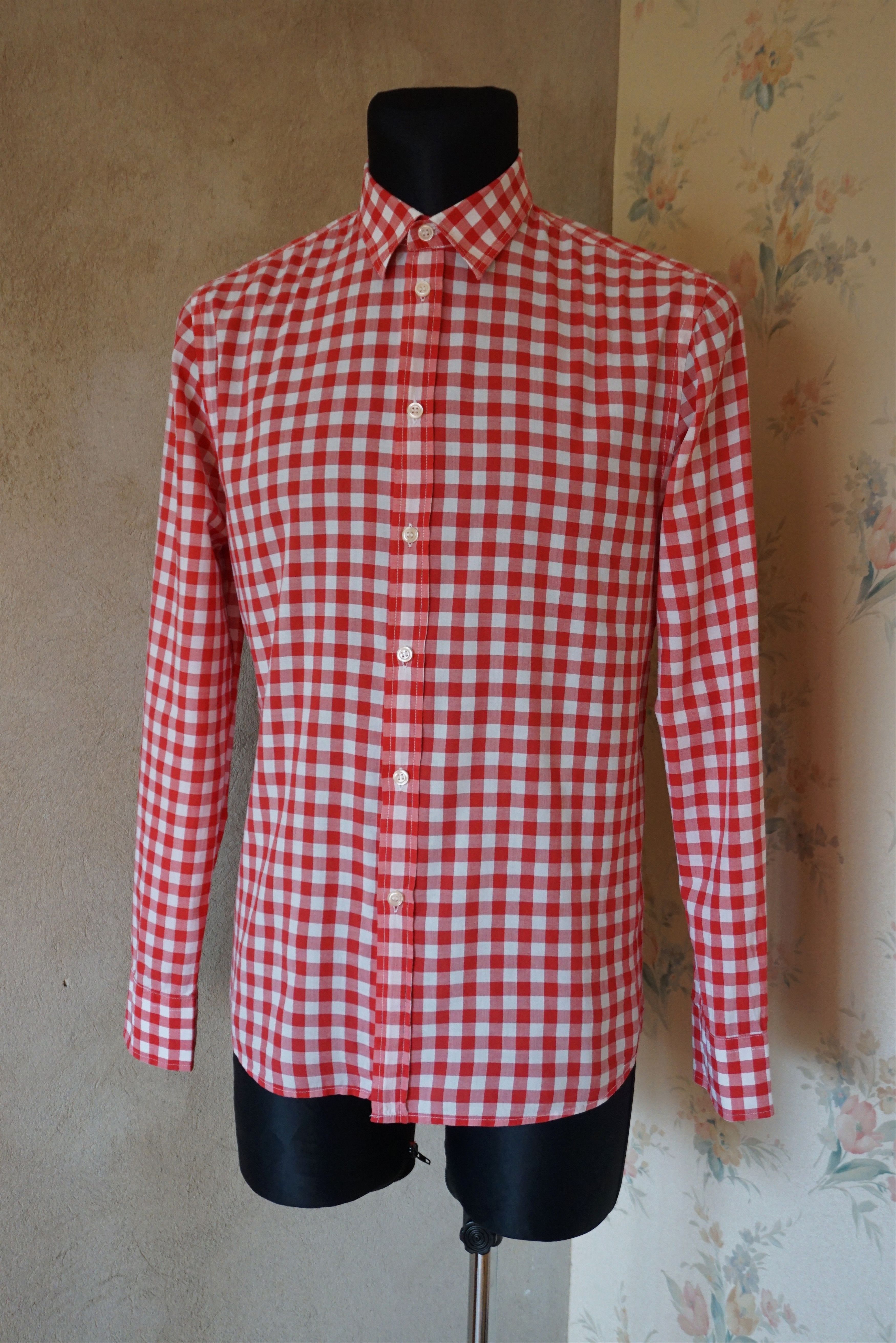 Filippa K Mens Filippa K Small S/M shirt red checked relaxed fit Size US S / EU 44-46 / 1 - 6 Thumbnail