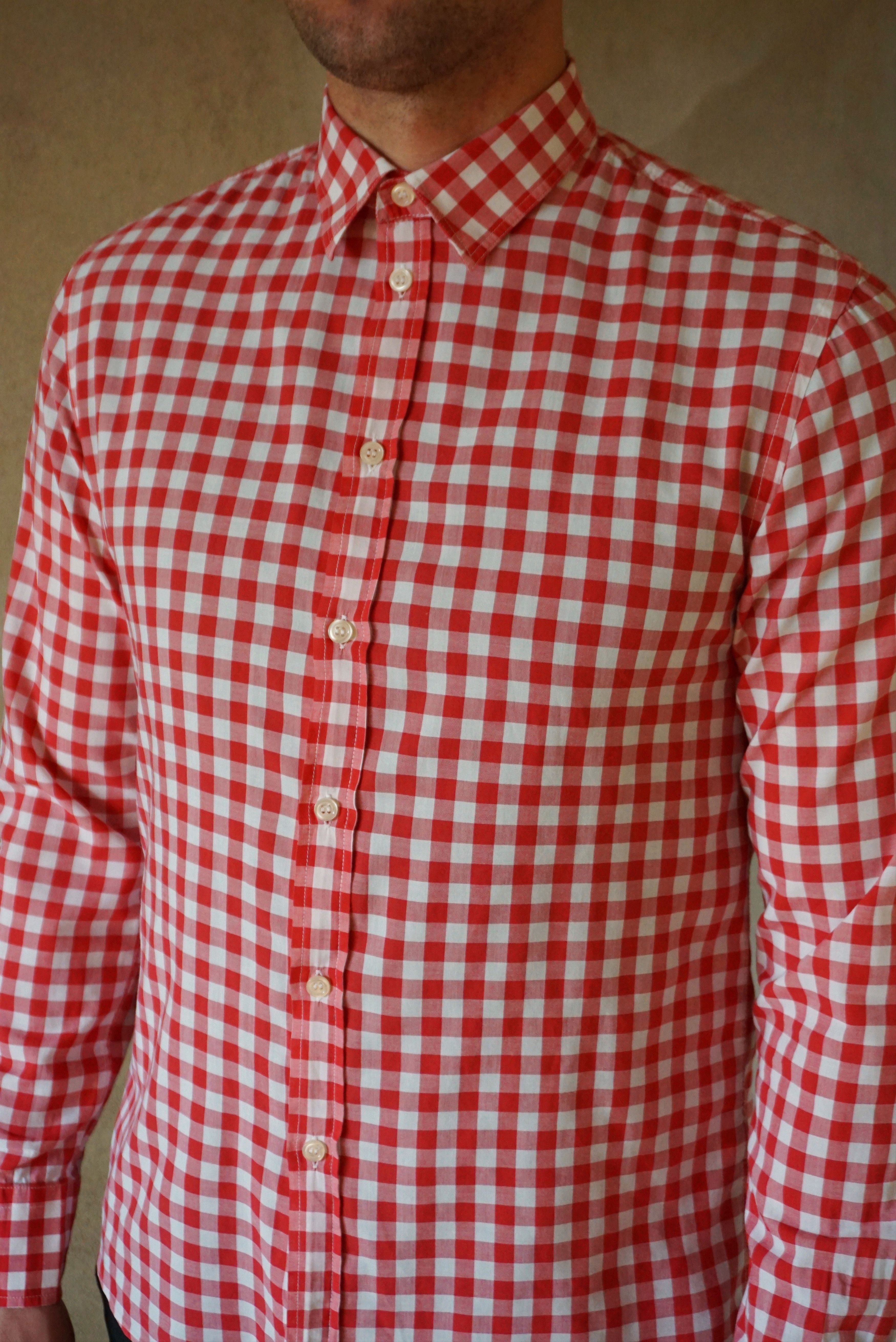 Filippa K Mens Filippa K Small S/M shirt red checked relaxed fit Size US S / EU 44-46 / 1 - 22 Thumbnail