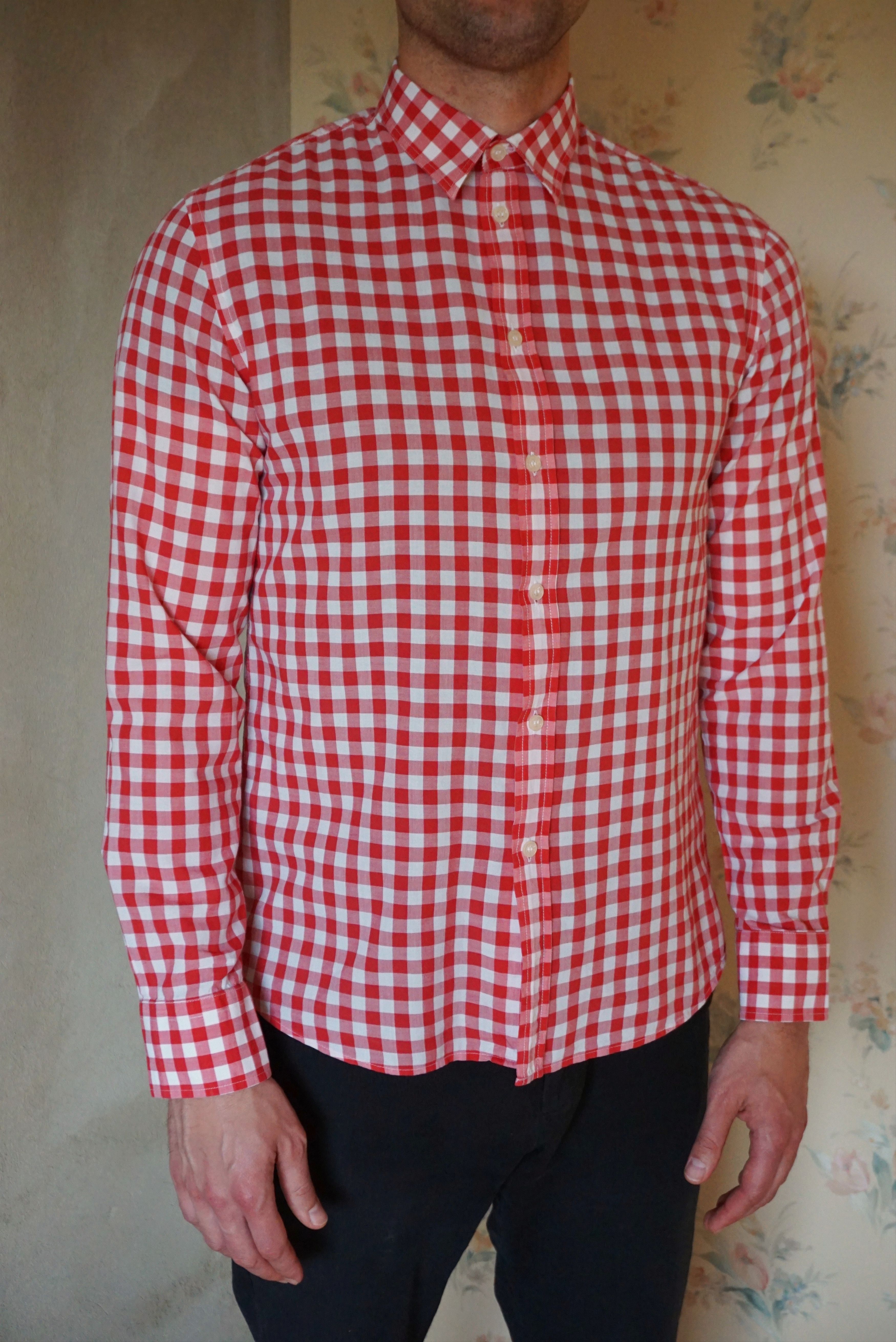 Filippa K Mens Filippa K Small S/M shirt red checked relaxed fit Size US S / EU 44-46 / 1 - 4 Thumbnail