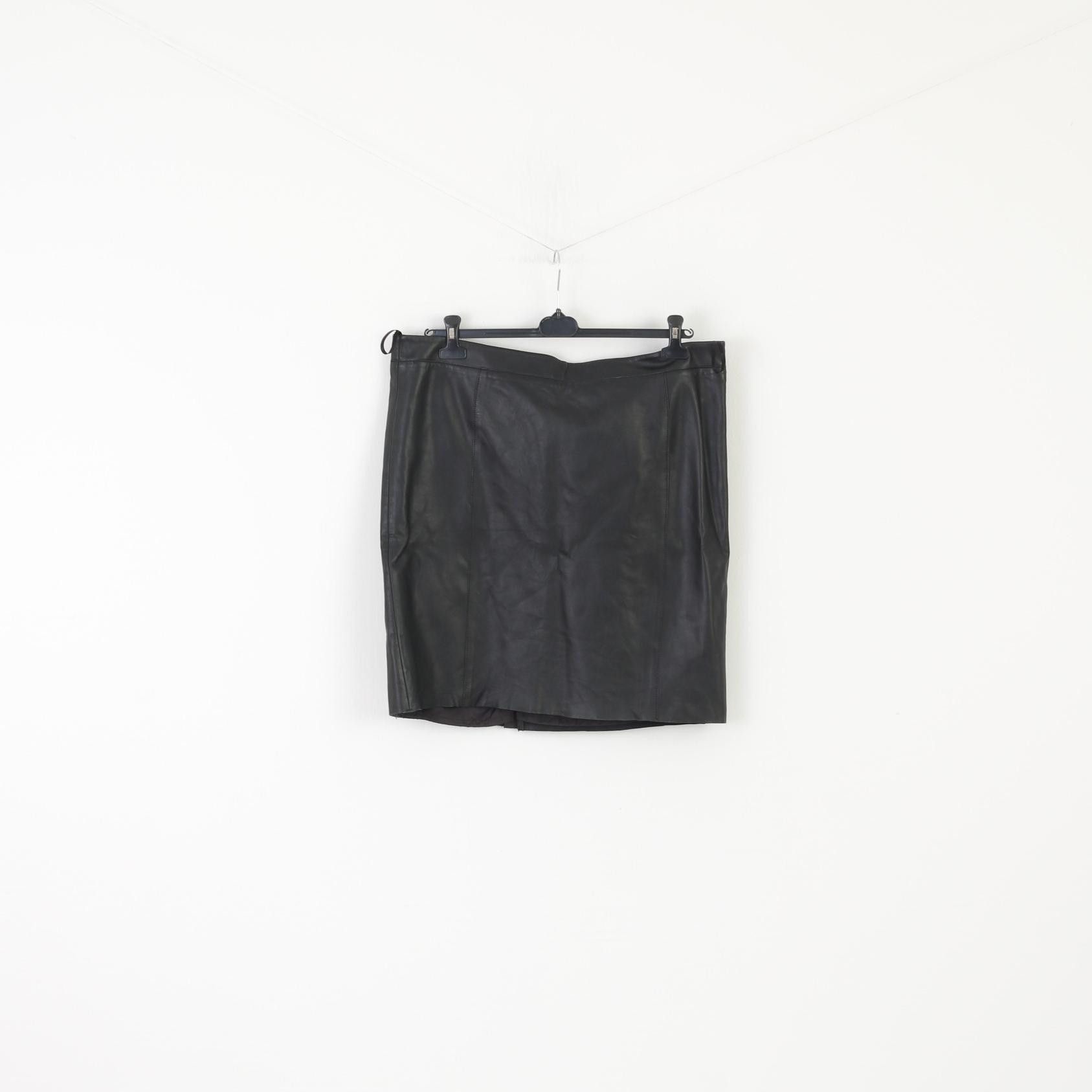 Leather × Vintage David Moore New York Women 20 46 Mini Skirt Black Soft 7784 Size 38" / US 16 / IT 52 - 1 Thumbnail