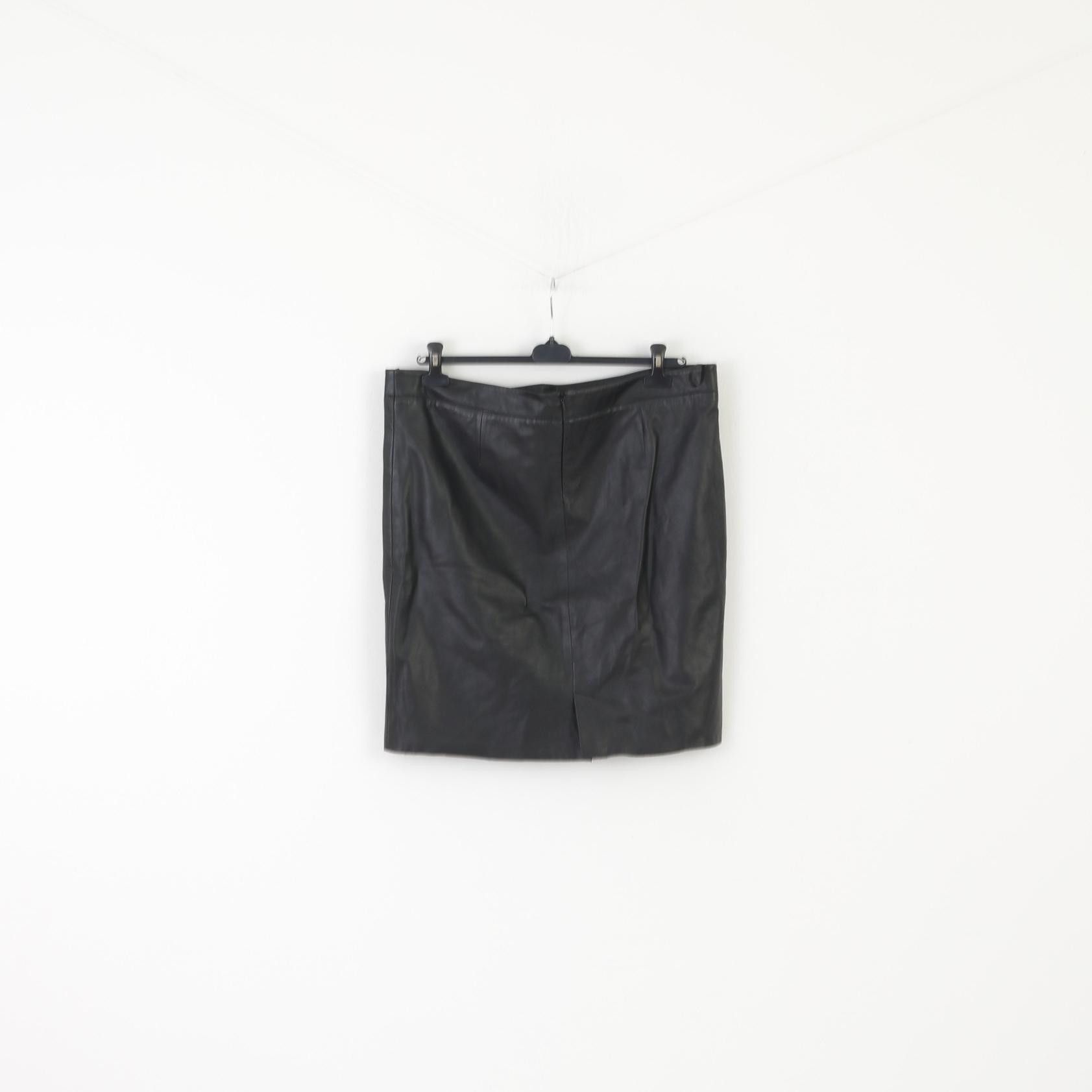 Leather × Vintage David Moore New York Women 20 46 Mini Skirt Black Soft 7784 Size 38" / US 16 / IT 52 - 4 Thumbnail