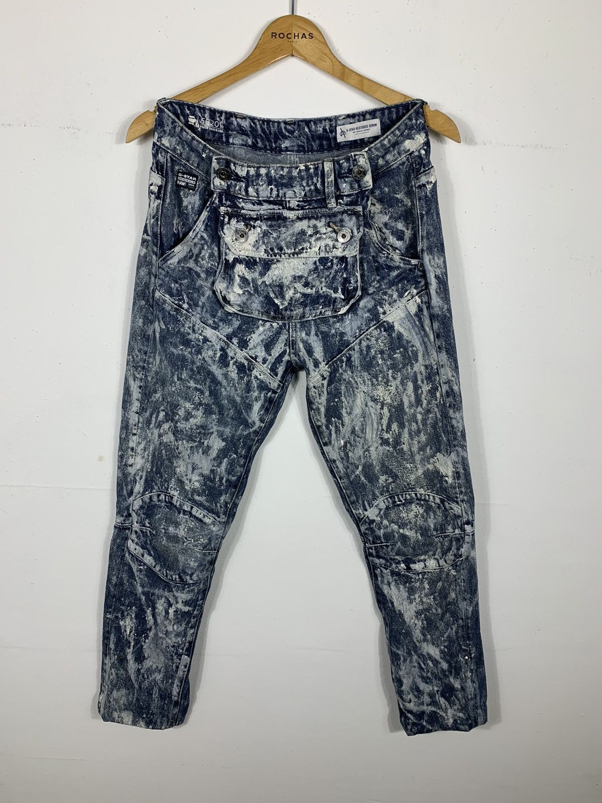image of G Star Raw Smeared With Paint Denim Pants in Blue, Men's (Size 26)