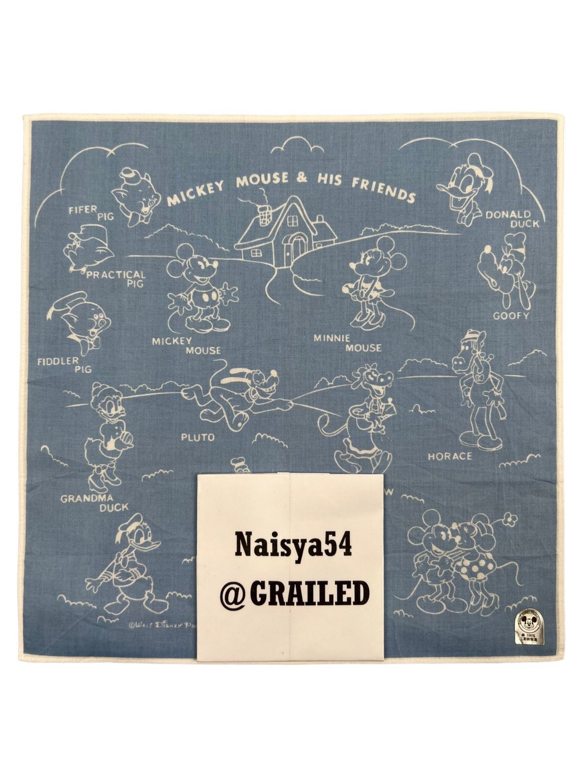 Disney Mickey Mouse & His Friends Handkerchief Bandana Pocketsquare Size ONE SIZE - 6 Thumbnail
