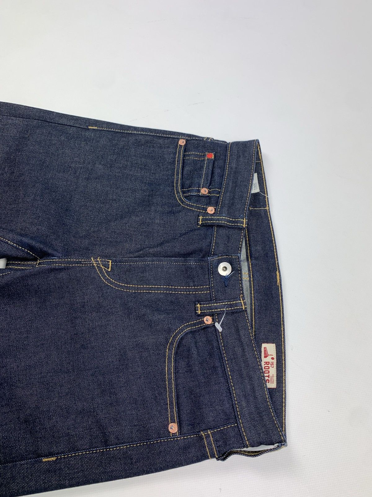 Designer 157 Roots men’s selvage denim rope dyed 12 Oz jeans Size US 29 - 5 Thumbnail