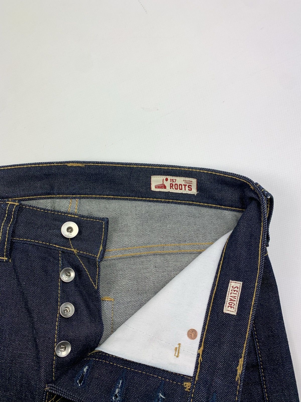Designer 157 Roots men’s selvage denim rope dyed 12 Oz jeans Size US 29 - 6 Thumbnail