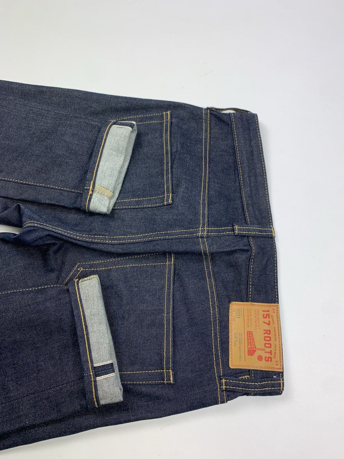Designer 157 Roots men’s selvage denim rope dyed 12 Oz jeans Size US 29 - 2 Thumbnail