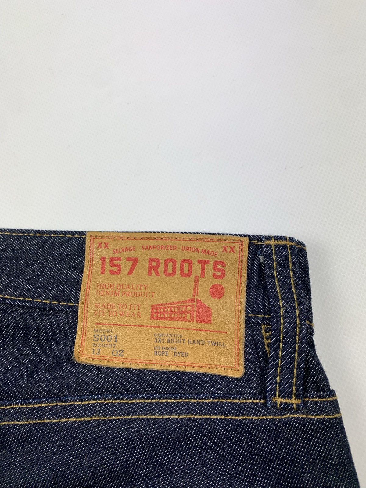 Designer 157 Roots men’s selvage denim rope dyed 12 Oz jeans Size US 29 - 3 Thumbnail