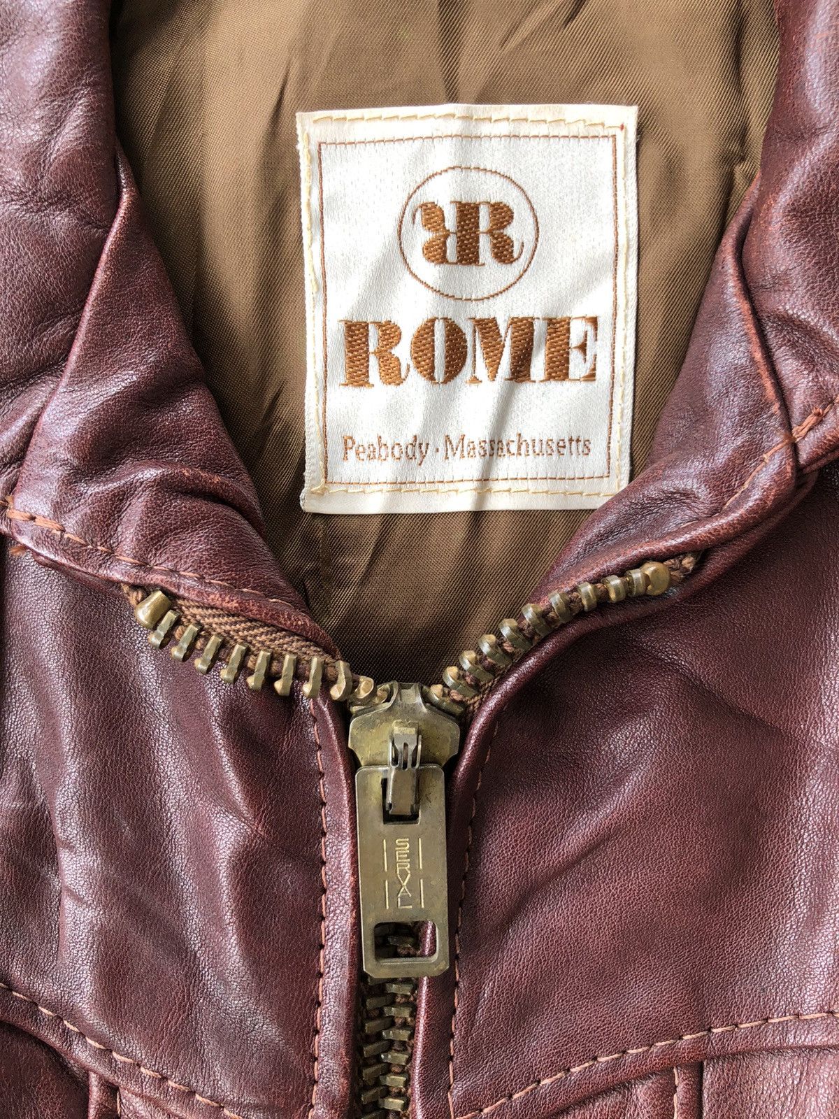 Genuine Leather Vintage 70s Rome Peabody Massachusetts Biker Leather Jacket Size US M / EU 48-50 / 2 - 5 Thumbnail