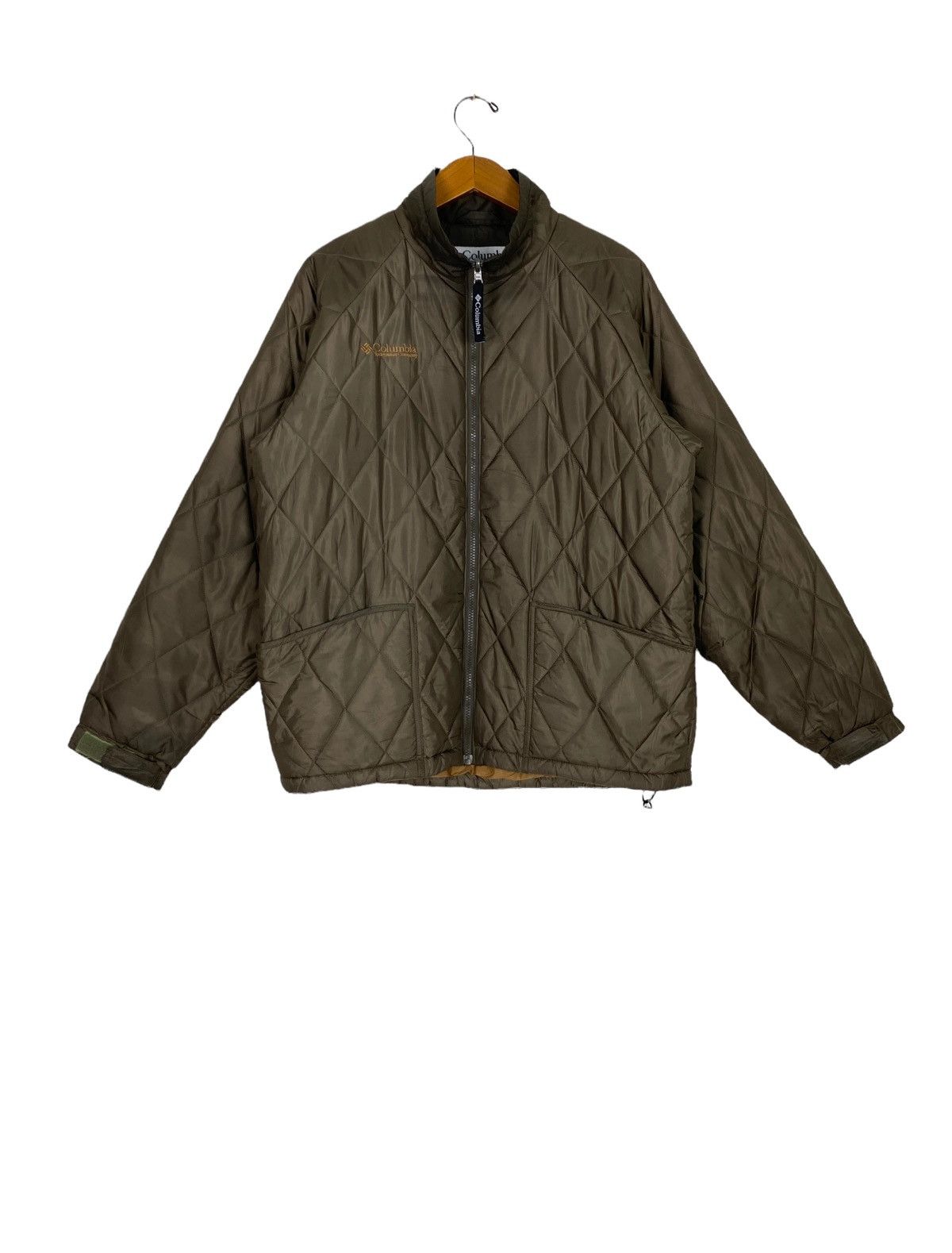 image of Columbia Quilted Jacket Spellout Large Size in Brown, Men's