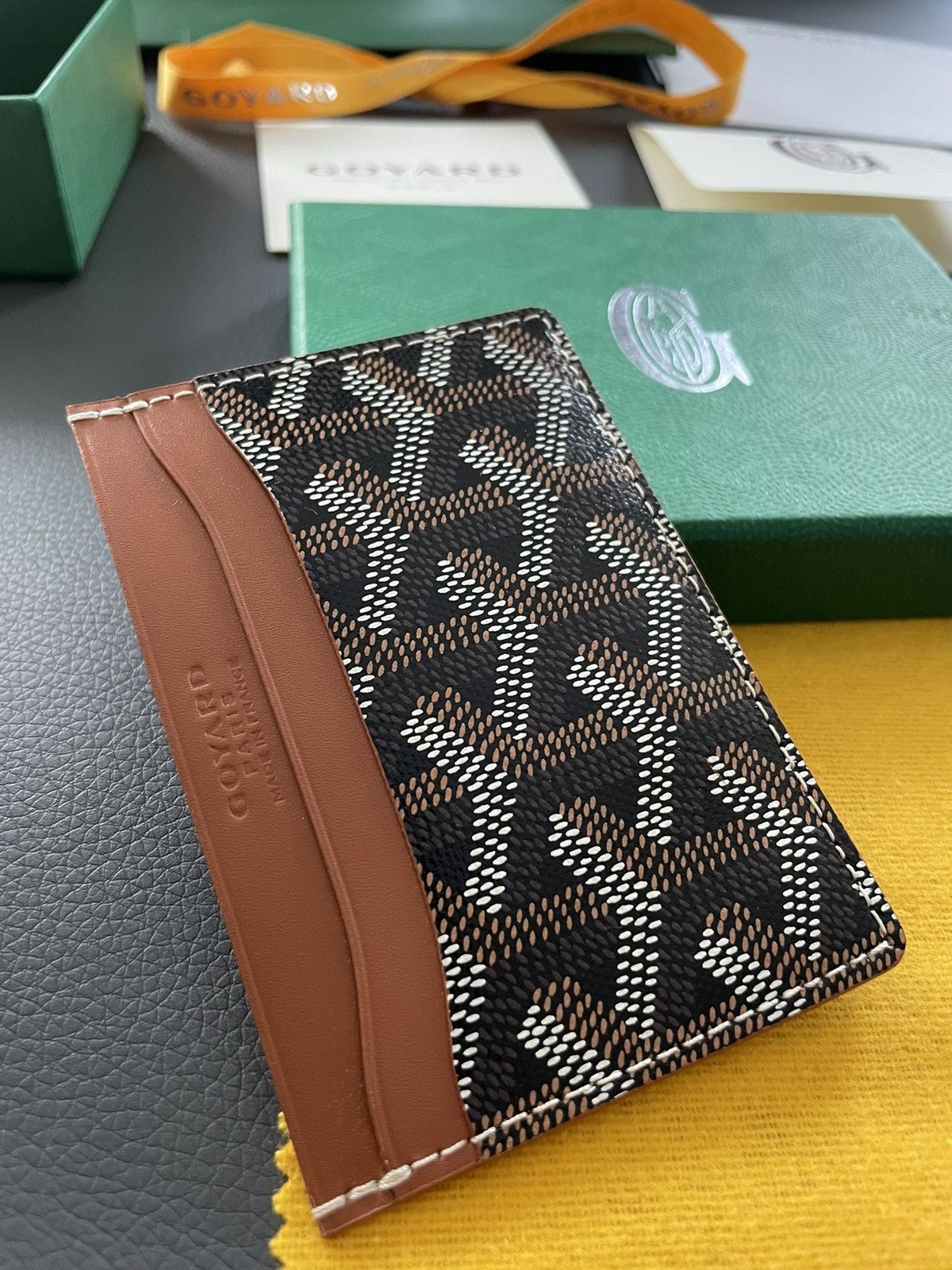 image of Goyard St Sulpice Classic Iconic Cardholder Wallet in Brown, Men's