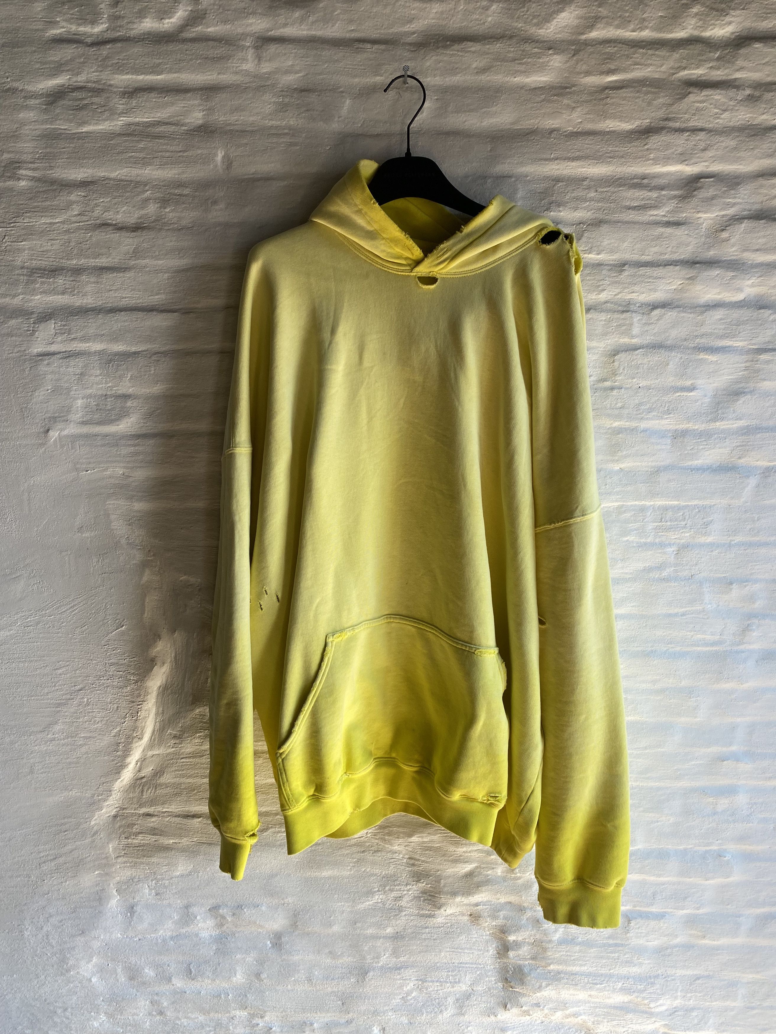 image of Balenciaga Oversized Yellow Faded Destroyed Hoodie Size S, Men's