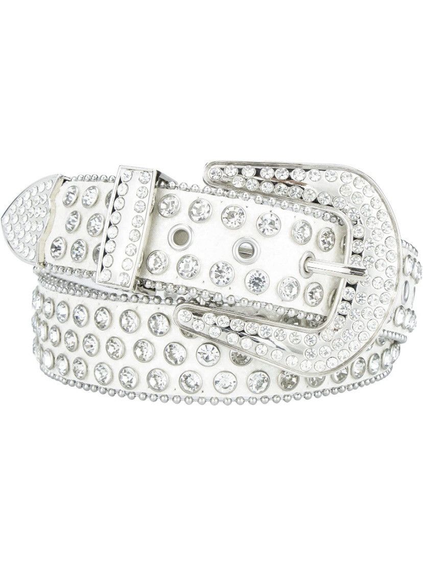 Japanese Brand × Vintage White and chrome rhinestone belt Size ONE SIZE - 2 Thumbnail