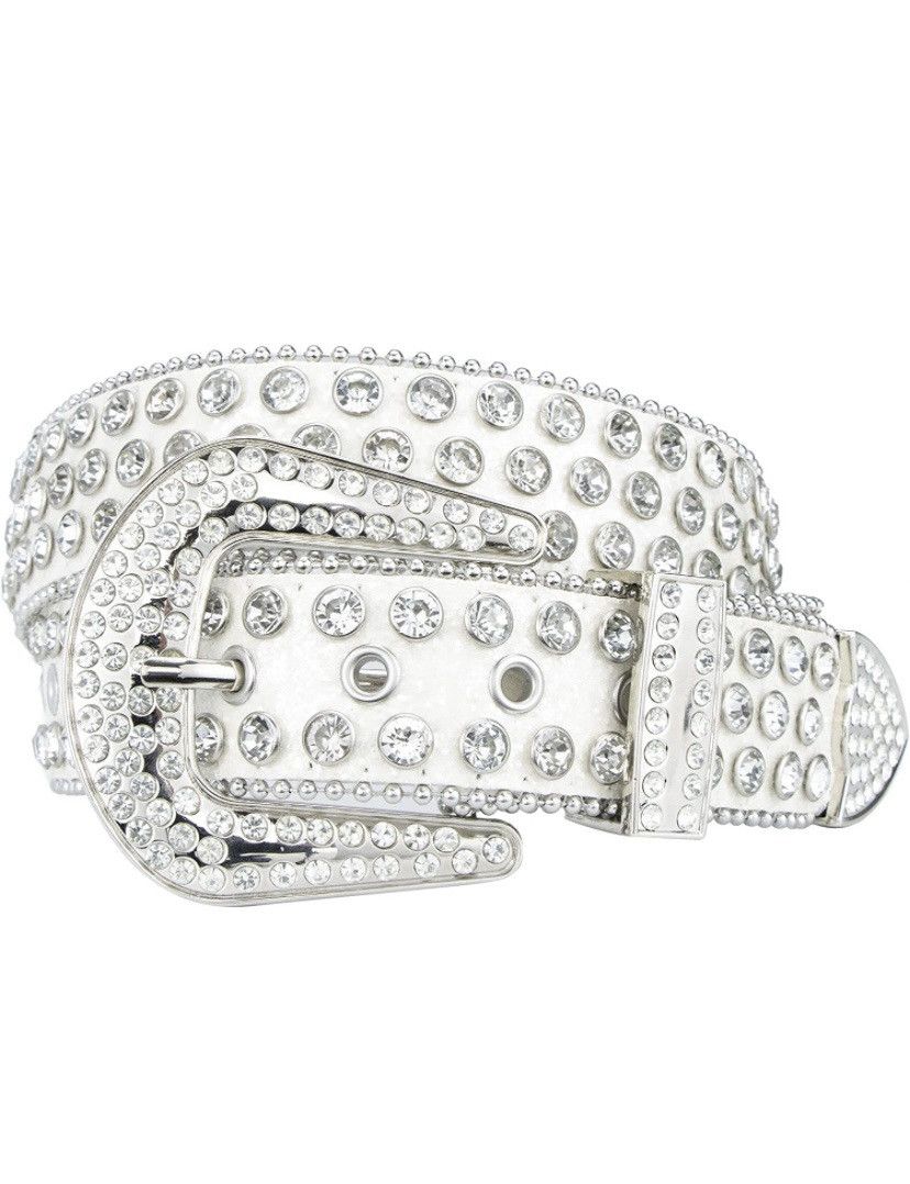 Japanese Brand × Vintage White and chrome rhinestone belt Size ONE SIZE - 3 Thumbnail