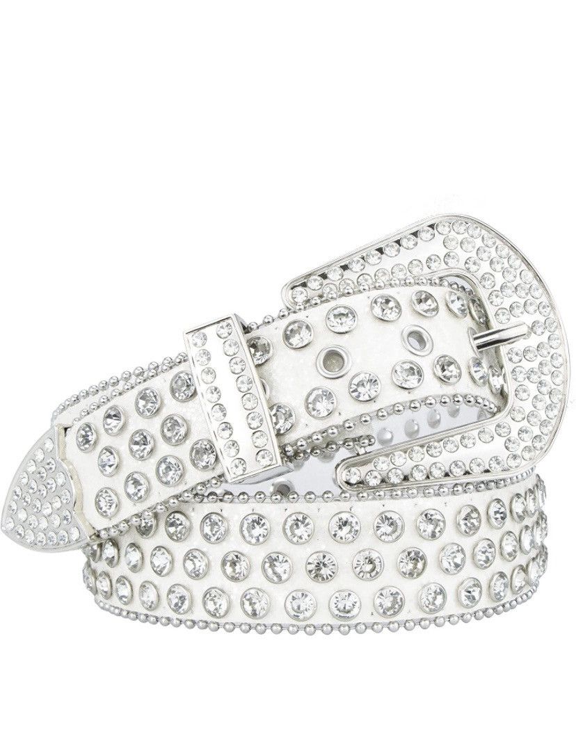 Japanese Brand × Vintage White and chrome rhinestone belt Size ONE SIZE - 1 Thumbnail