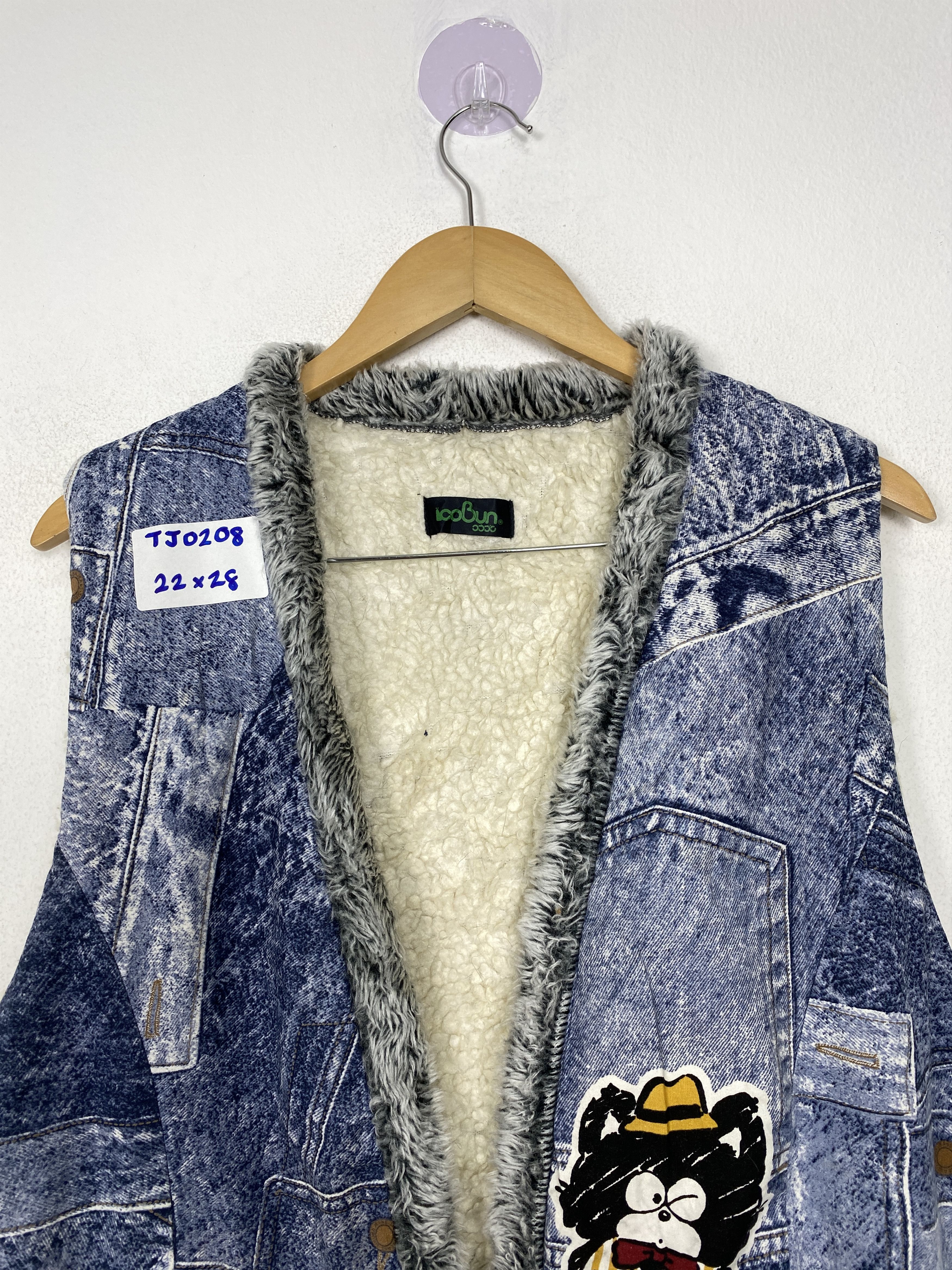 Japanese Brand Vintage Icobun Faux Fur Lined Denim Vest with Cartoon Patch Size US M / EU 48-50 / 2 - 2 Thumbnail