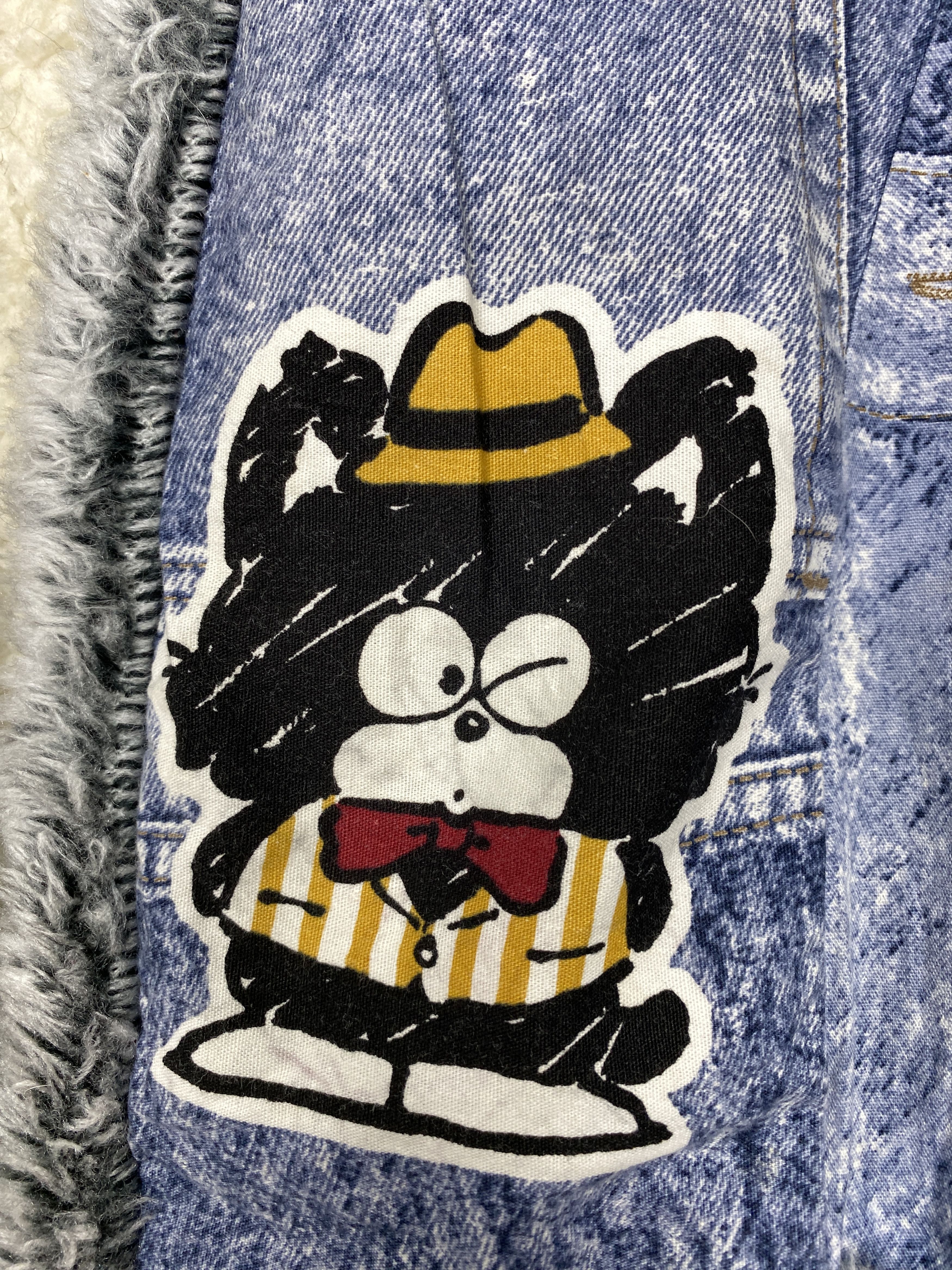 Japanese Brand Vintage Icobun Faux Fur Lined Denim Vest with Cartoon Patch Size US M / EU 48-50 / 2 - 7 Thumbnail