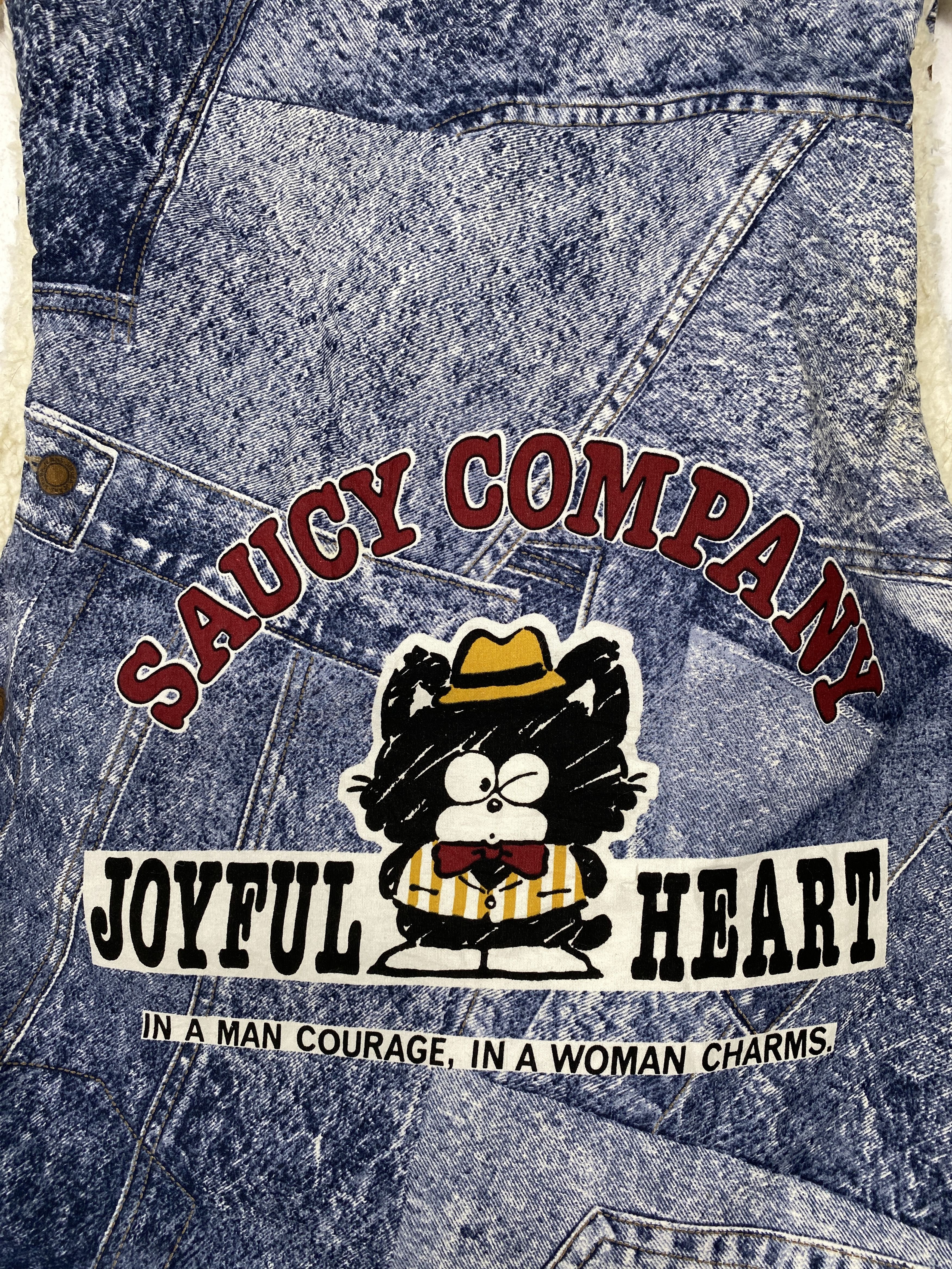 Japanese Brand Vintage Icobun Faux Fur Lined Denim Vest with Cartoon Patch Size US M / EU 48-50 / 2 - 4 Thumbnail