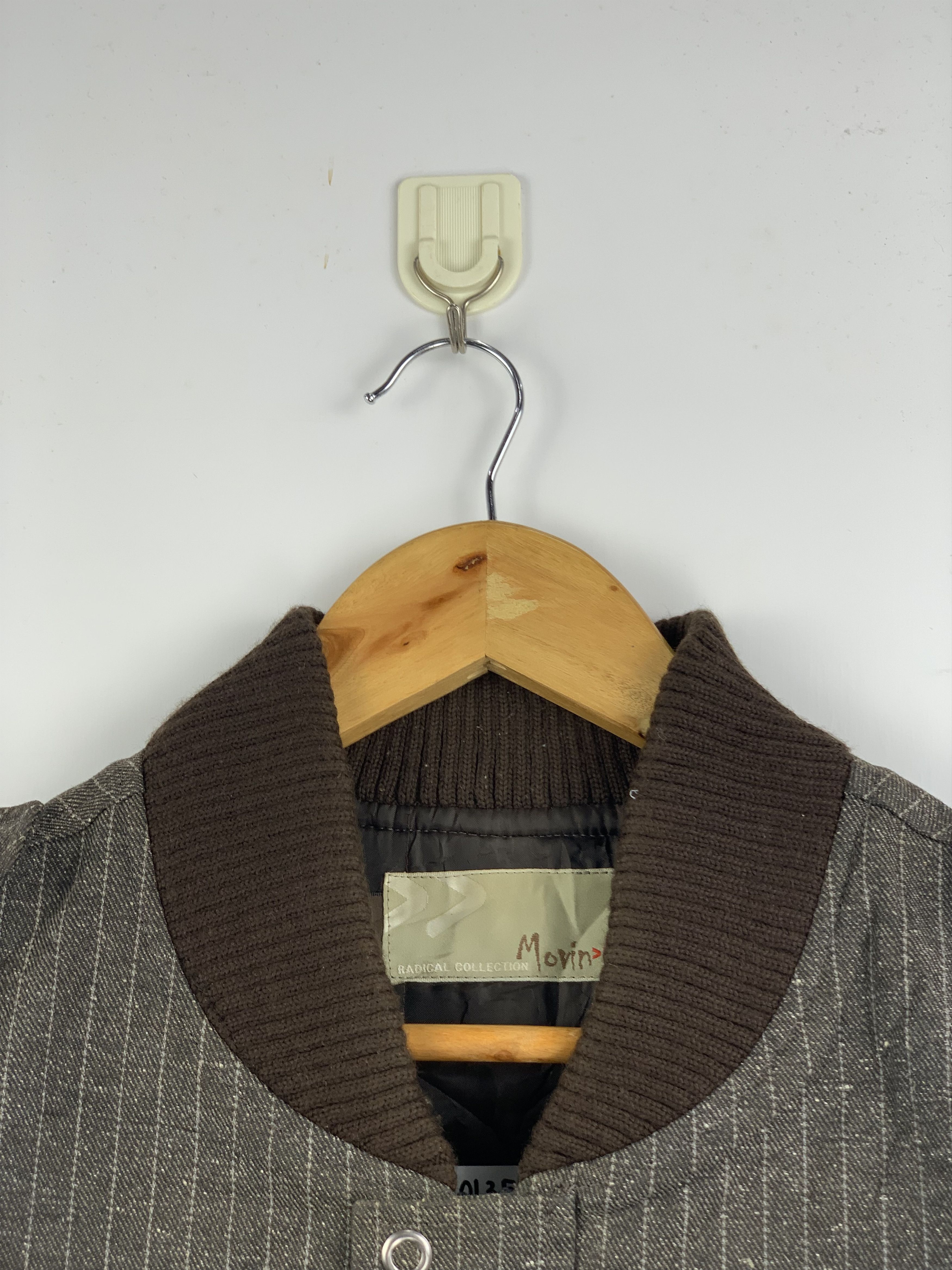 Japanese Brand Vintage MOVIN Nice Striped Wool Bomber Jacket Size US L / EU 52-54 / 3 - 2 Thumbnail