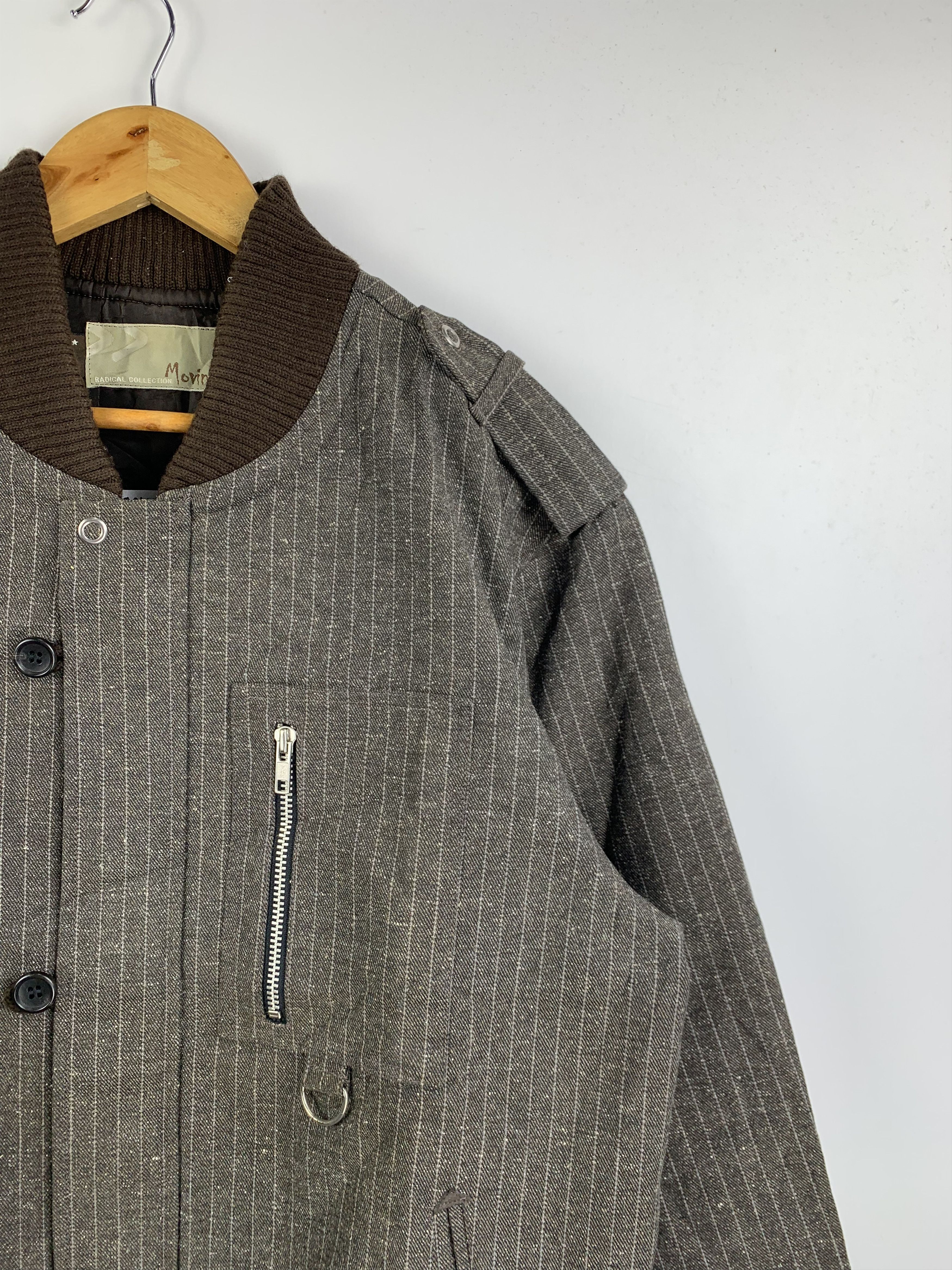 Japanese Brand Vintage MOVIN Nice Striped Wool Bomber Jacket Size US L / EU 52-54 / 3 - 6 Thumbnail