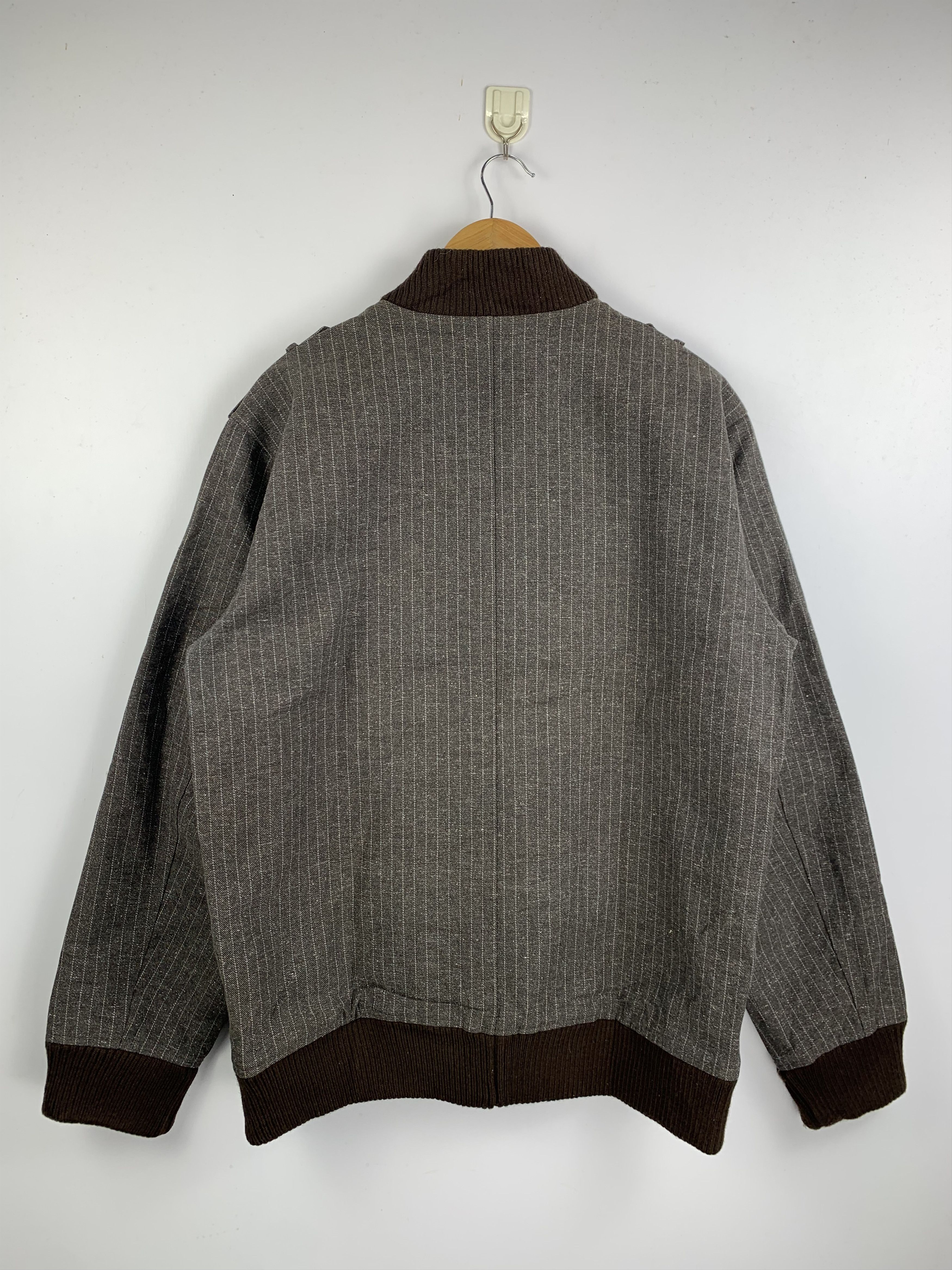 Japanese Brand Vintage MOVIN Nice Striped Wool Bomber Jacket Size US L / EU 52-54 / 3 - 4 Thumbnail