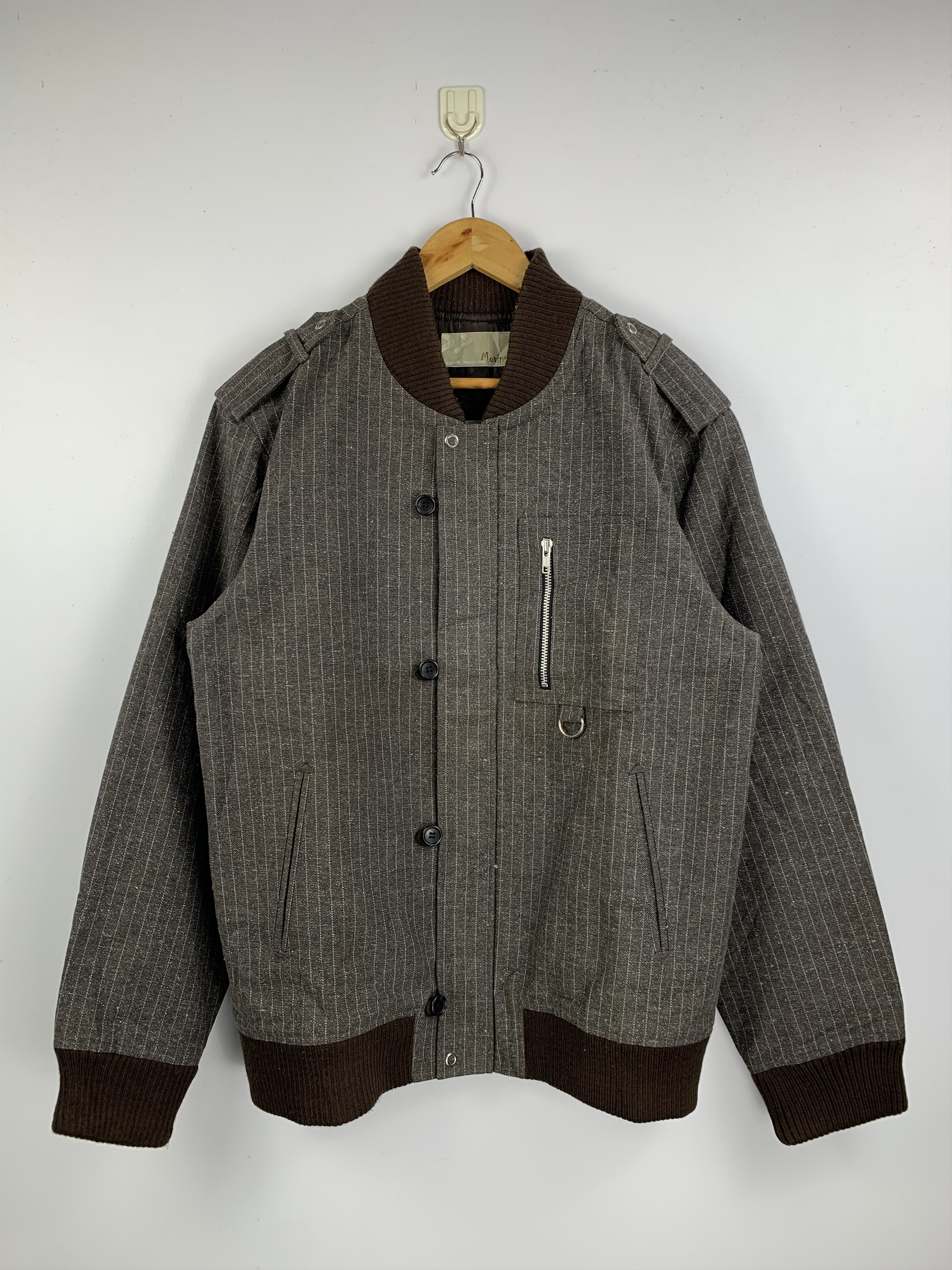 Japanese Brand Vintage MOVIN Nice Striped Wool Bomber Jacket Size US L / EU 52-54 / 3 - 1 Thumbnail