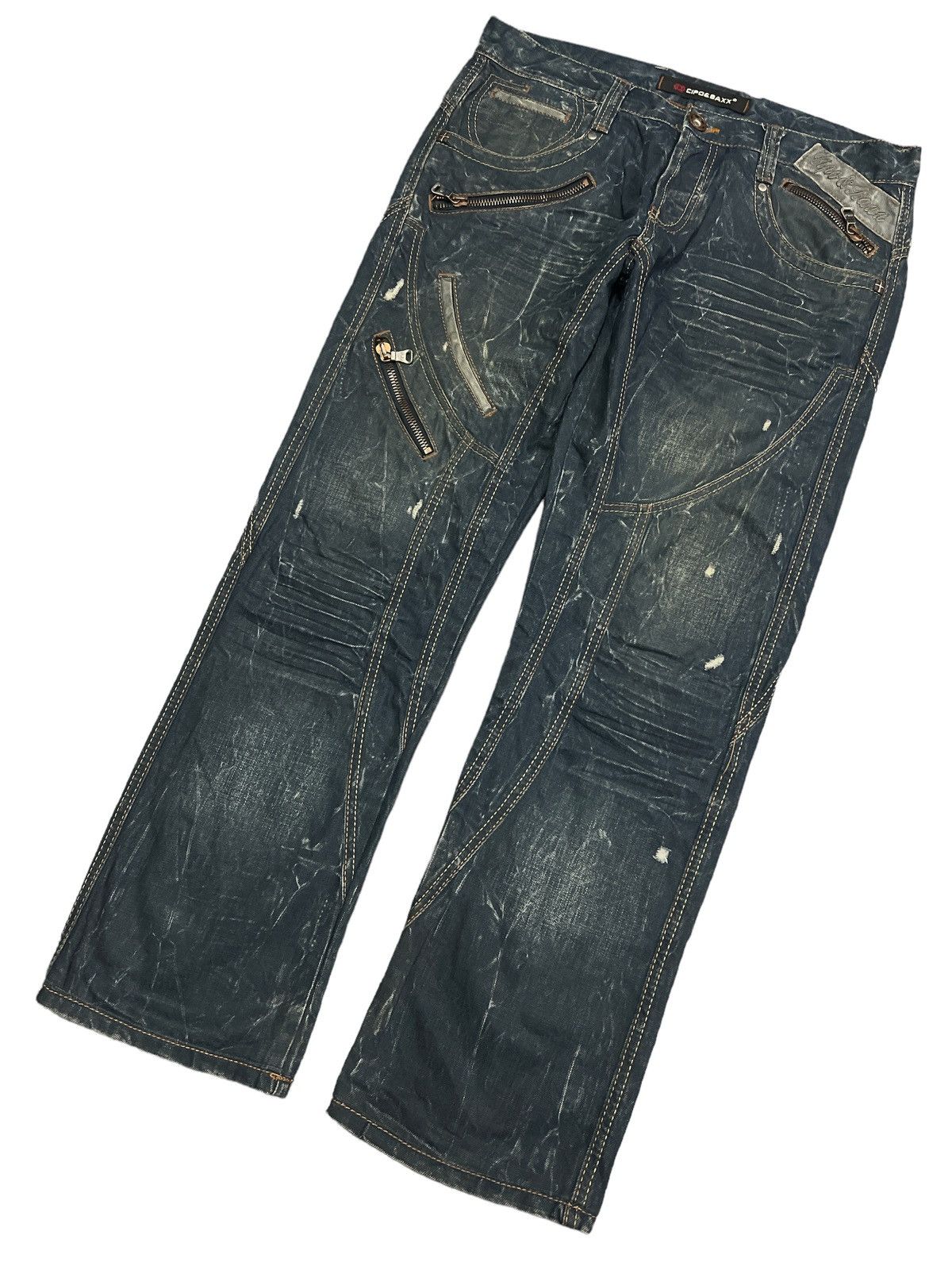 Other SICK💥CIPO&BAXX DISTRESSED DENIM PANTS INSPIRED ISSEY MIYAKE Size US 35 - 5 Thumbnail