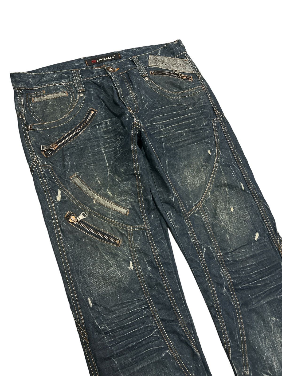 Other SICK💥CIPO&BAXX DISTRESSED DENIM PANTS INSPIRED ISSEY MIYAKE Size US 35 - 6 Thumbnail