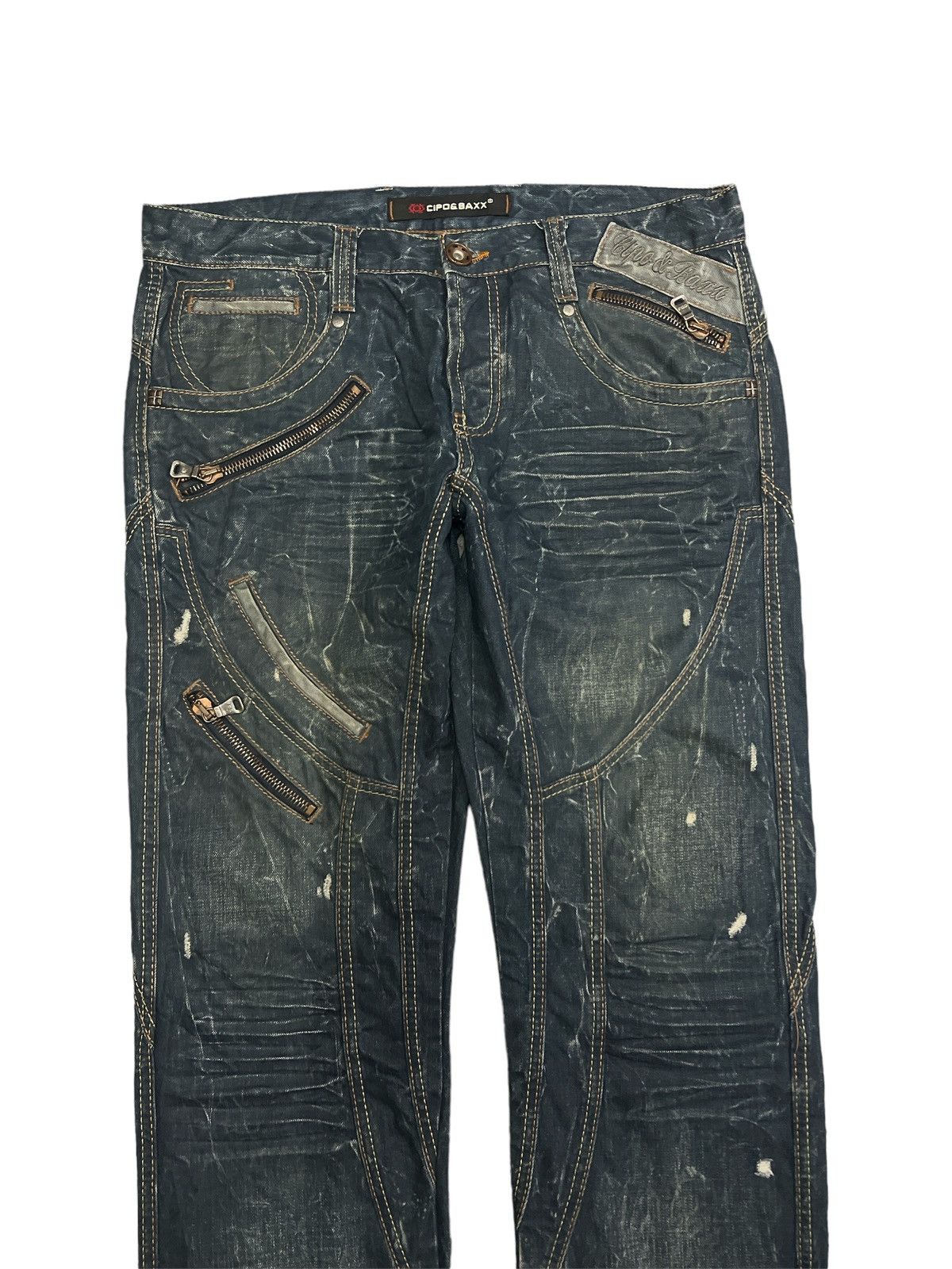 Other SICK💥CIPO&BAXX DISTRESSED DENIM PANTS INSPIRED ISSEY MIYAKE Size US 35 - 3 Thumbnail