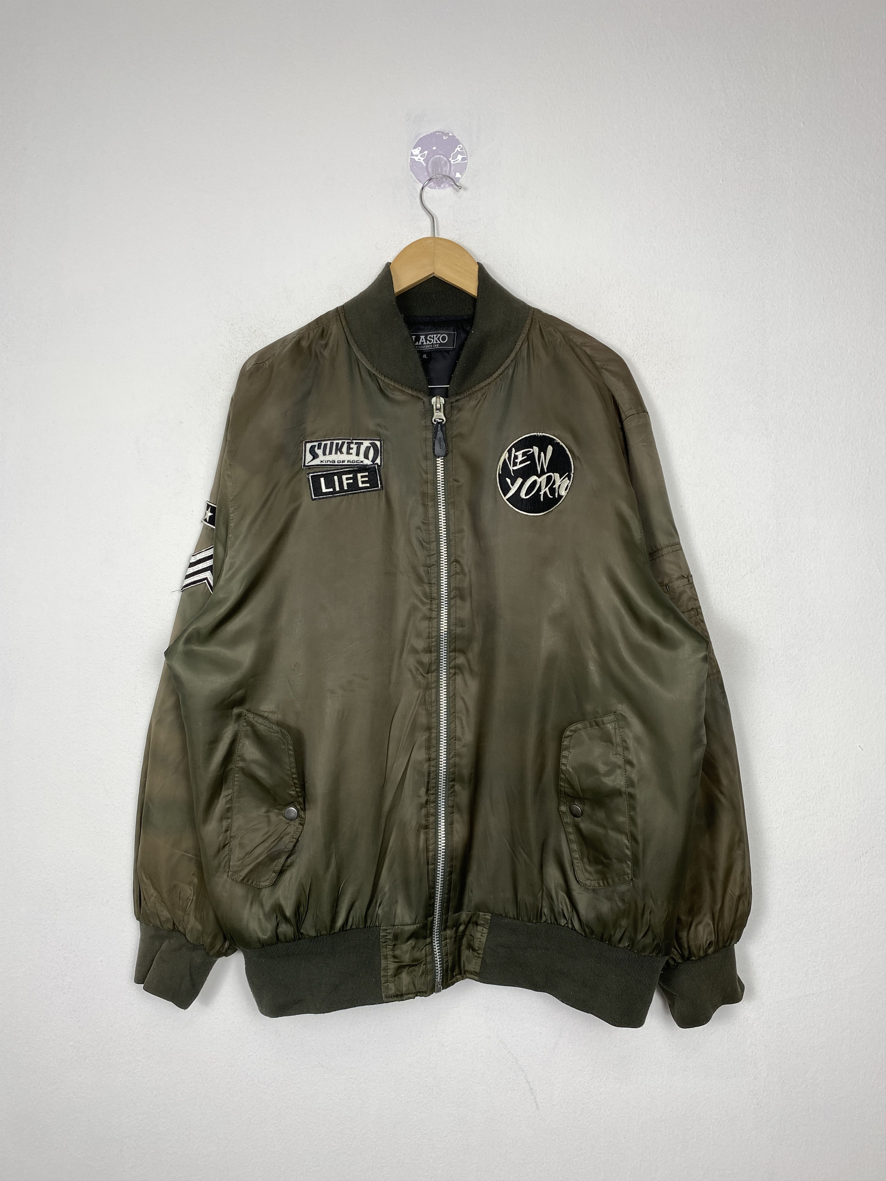 Japanese Brand Vintage ALASKO New York Patch Logo Nylon Bomber Jacket Size US XXL / EU 58 / 5 - 1 Thumbnail