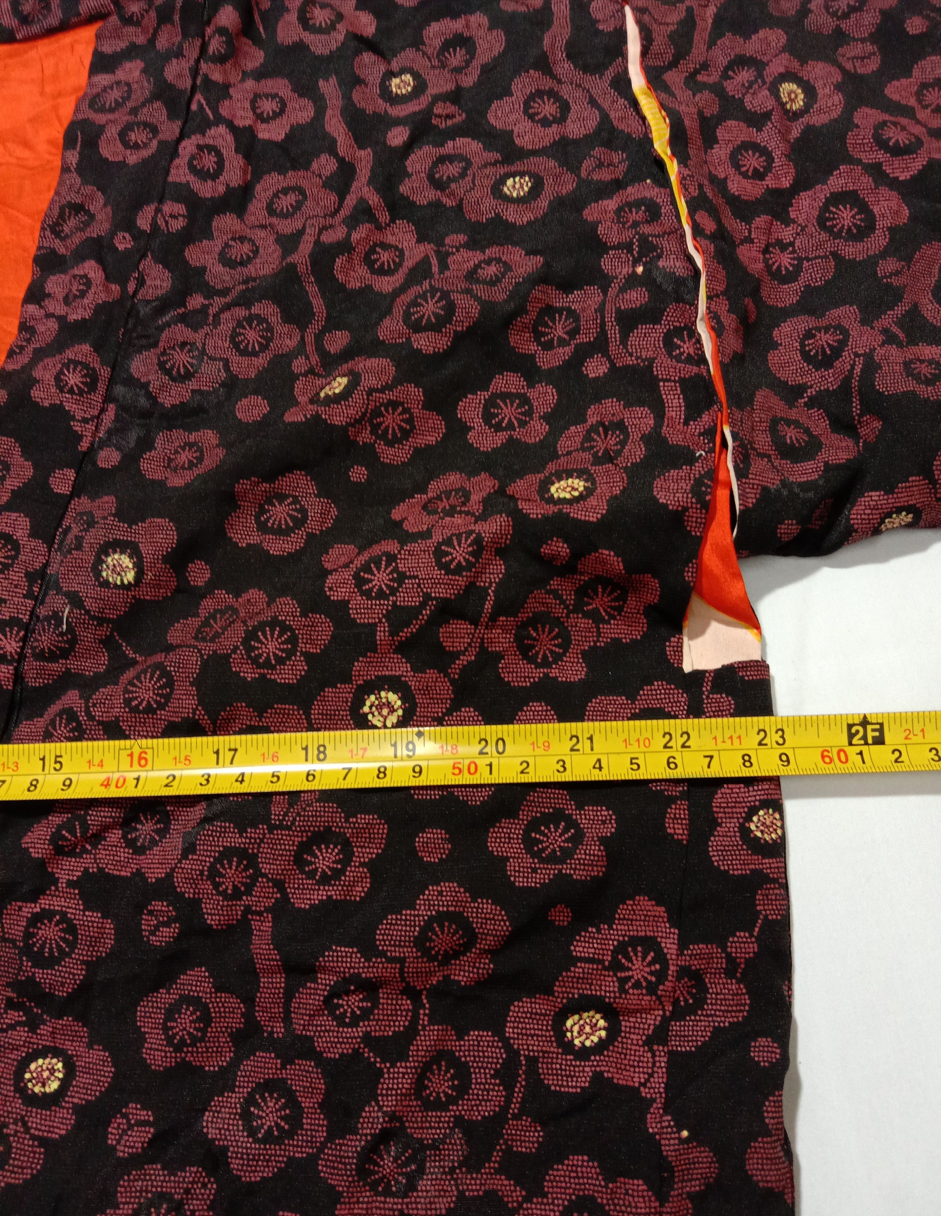 Japanese Brand Kimono Noragi Haori Red Floral Cardigan Happi Jacket Size US L / EU 52-54 / 3 - 4 Thumbnail