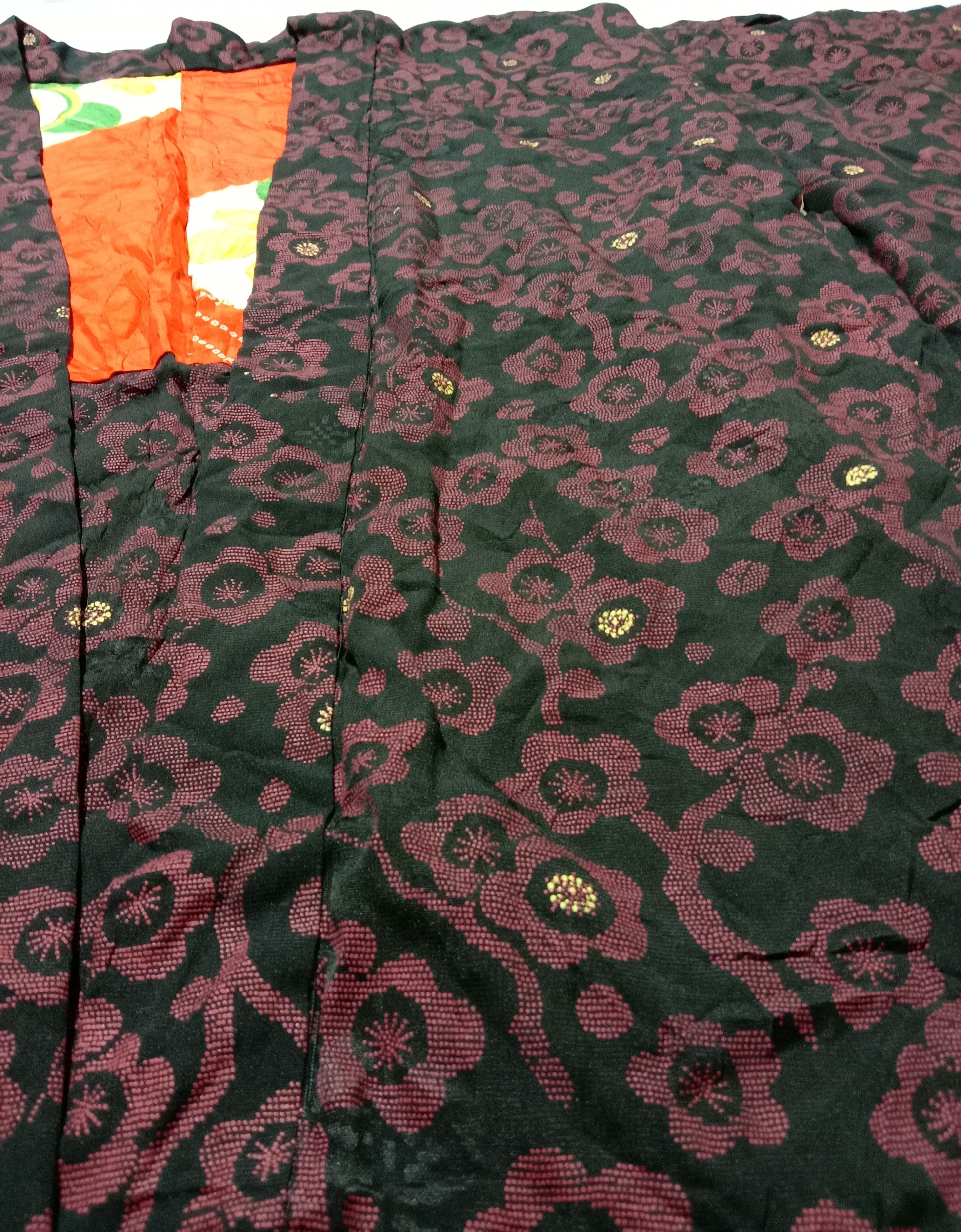 Japanese Brand Kimono Noragi Haori Red Floral Cardigan Happi Jacket Size US L / EU 52-54 / 3 - 3 Thumbnail