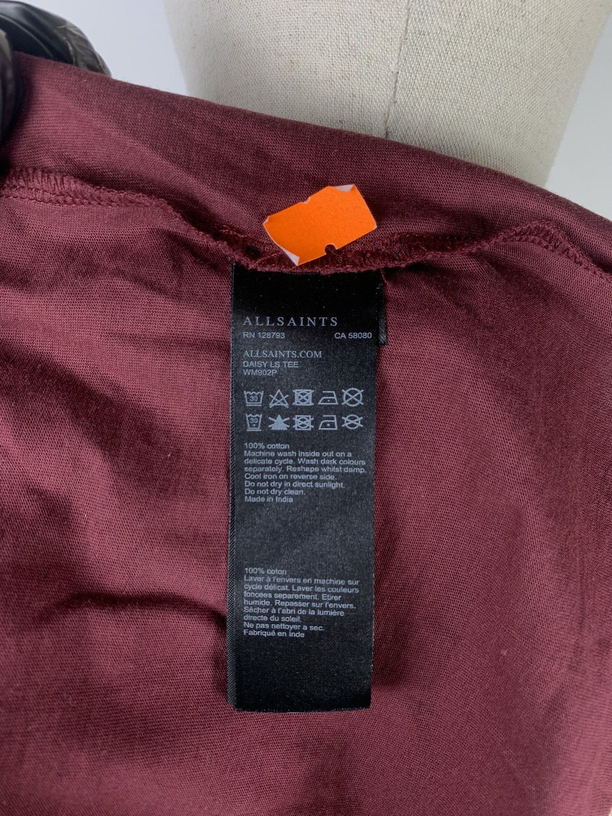 Allsaints Allsaints Daisy Long sleeve tee assymetrical size S burgundy Size S / US 4 / IT 40 - 7 Thumbnail
