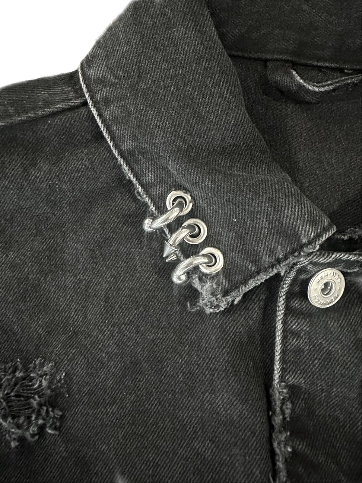 H&M Distressed & Pierced Denim Jacket Size US L / EU 52-54 / 3 - 3 Thumbnail