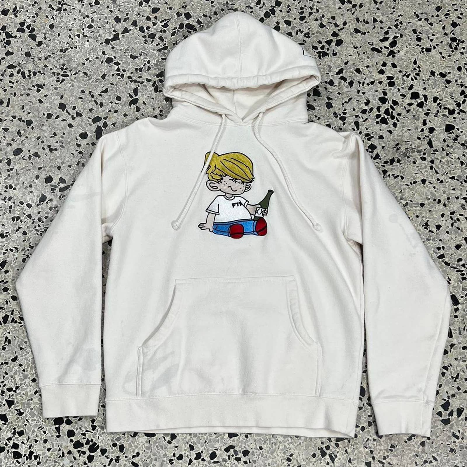 image of Fuck The Population x Vintage Ftp Dennis The Menace Cream Hoodie, Men's (Size Small)