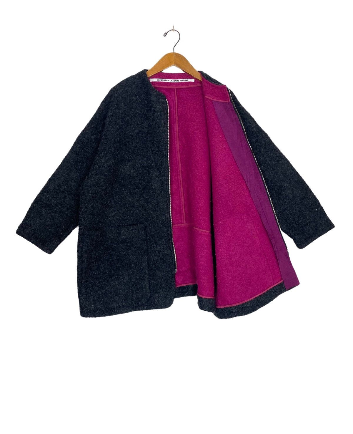 Japanese Brand Kamishima Chinami Yellow Oversize Wool Coat Made Japan Size XL / US 12-14 / IT 48-50 - 2 Thumbnail