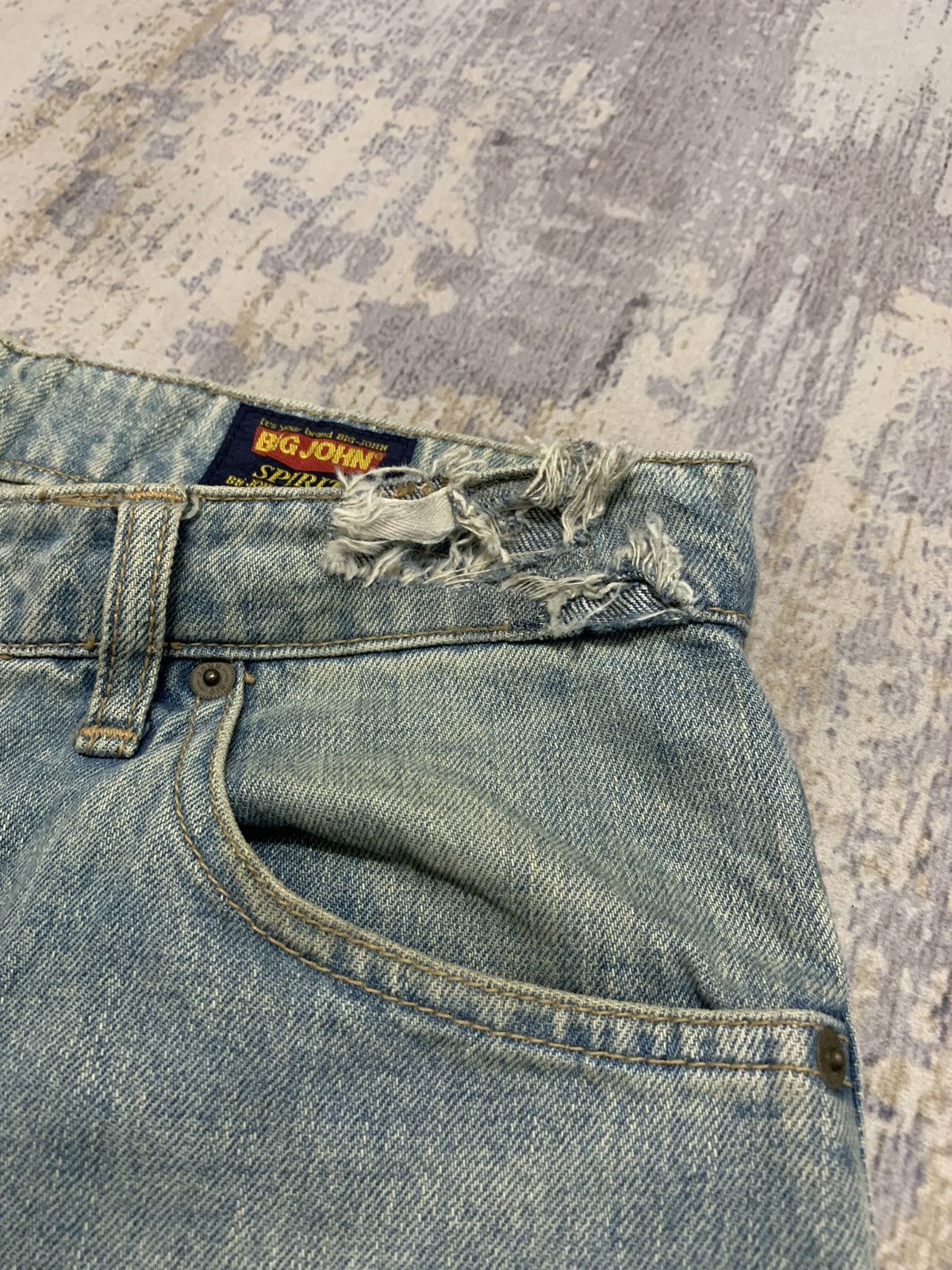 Big Mac Vintage Big John Japan Distressed Baggy Jeans 31x27.5 Size US 31 - 10 Thumbnail