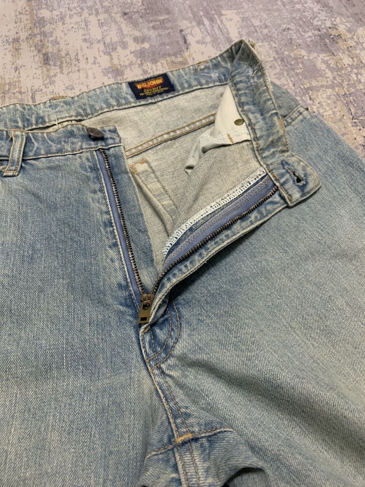 Big Mac Vintage Big John Japan Distressed Baggy Jeans 31x27.5 Size US 31 - 7 Thumbnail