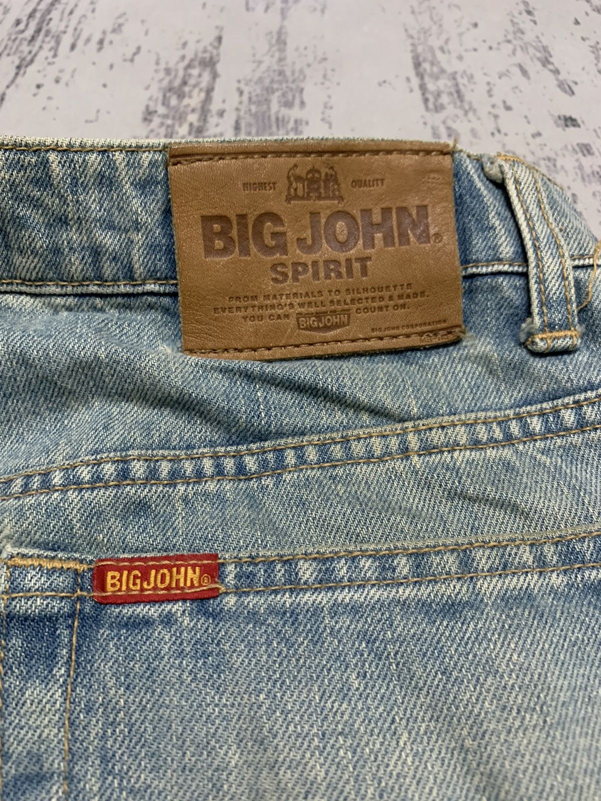 Big Mac Vintage Big John Japan Distressed Baggy Jeans 31x27.5 Size US 31 - 15 Thumbnail