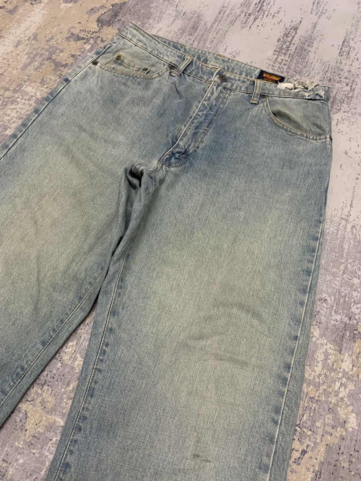 Big Mac Vintage Big John Japan Distressed Baggy Jeans 31x27.5 Size US 31 - 3 Thumbnail