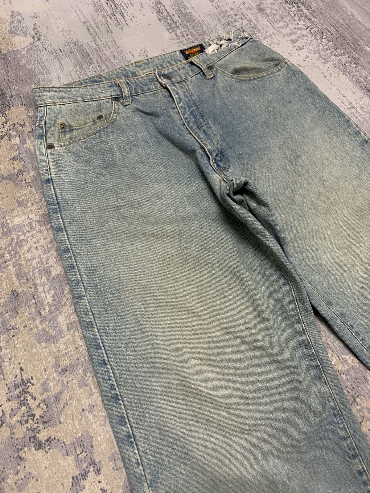 Big Mac Vintage Big John Japan Distressed Baggy Jeans 31x27.5 Size US 31 - 2 Thumbnail