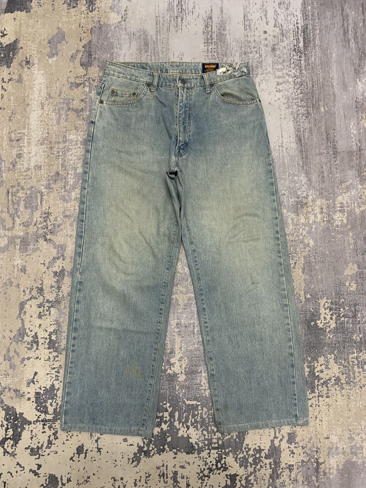Big Mac Vintage Big John Japan Distressed Baggy Jeans 31x27.5 Size US 31 - 1 Thumbnail