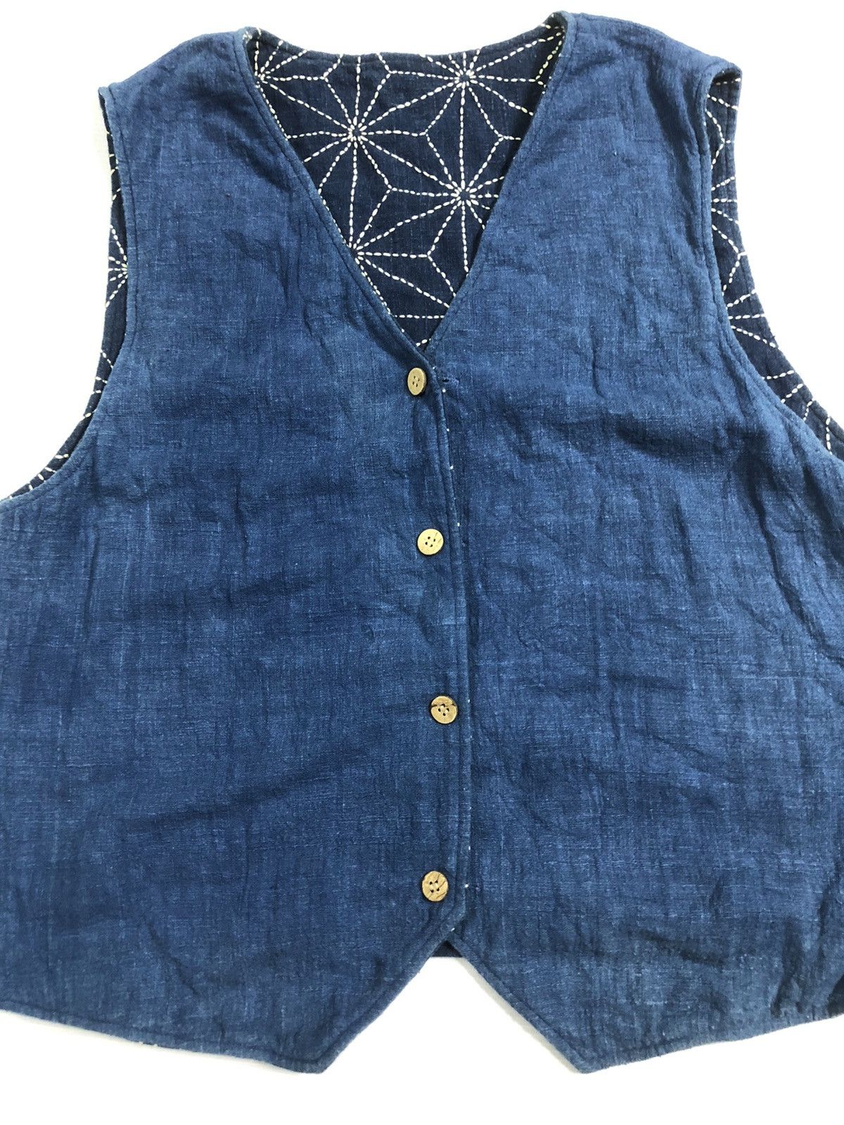 Indigo Vtg Indigo Dyed Vest Kiriko Made Reversible Size US S / EU 44-46 / 1 - 5 Thumbnail