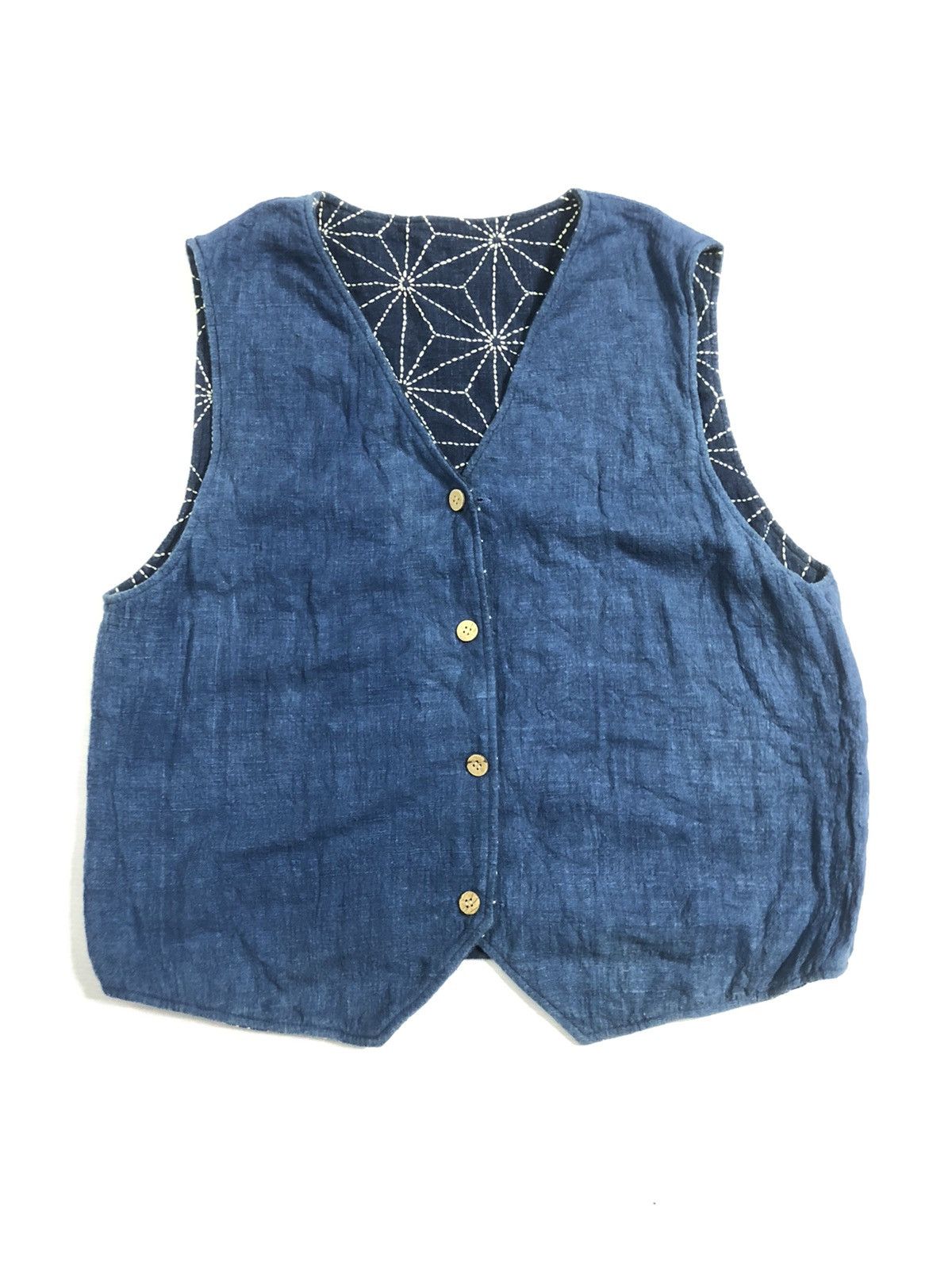 Indigo Vtg Indigo Dyed Vest Kiriko Made Reversible Size US S / EU 44-46 / 1 - 4 Thumbnail