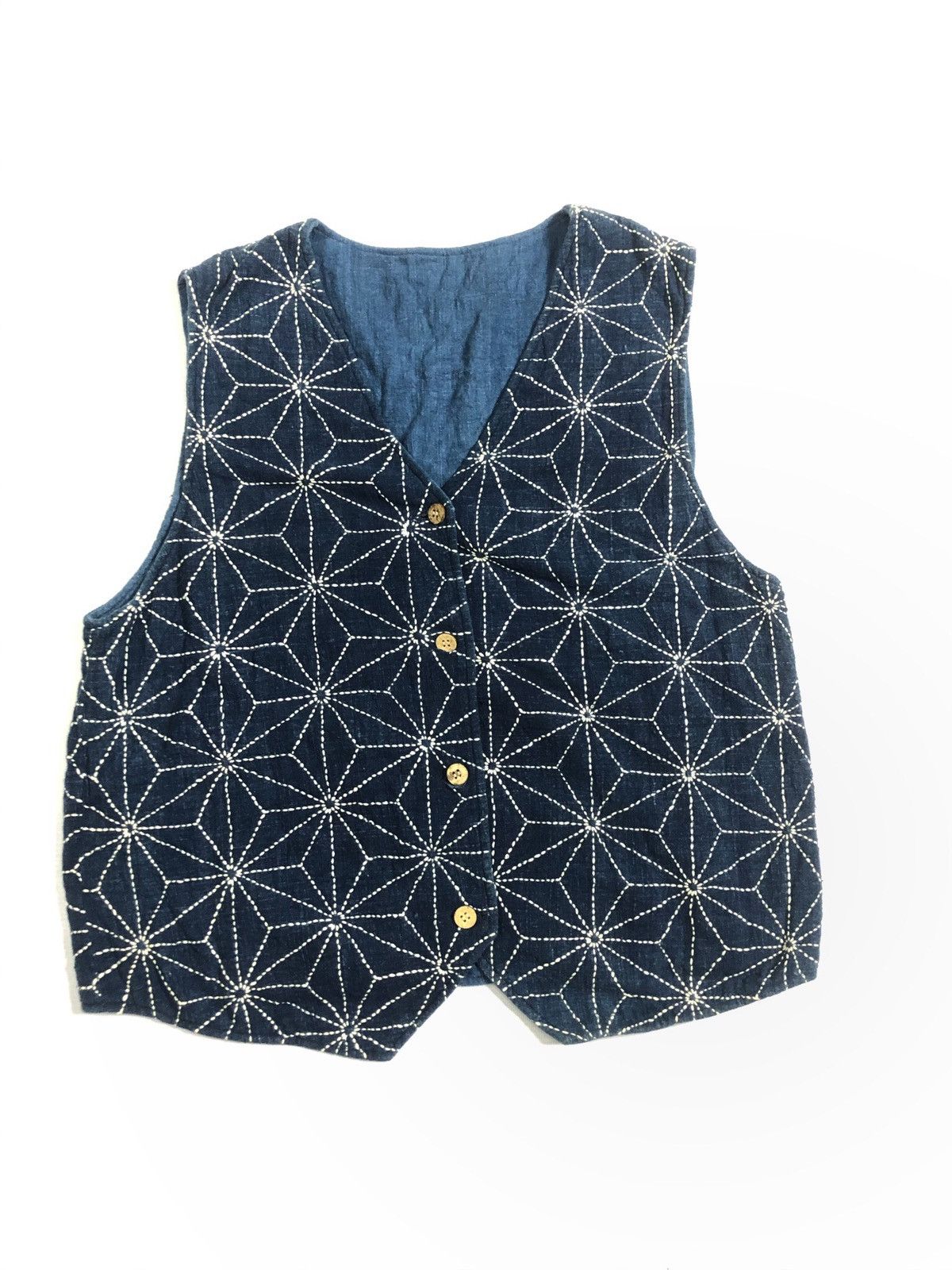 Indigo Vtg Indigo Dyed Vest Kiriko Made Reversible Size US S / EU 44-46 / 1 - 1 Thumbnail