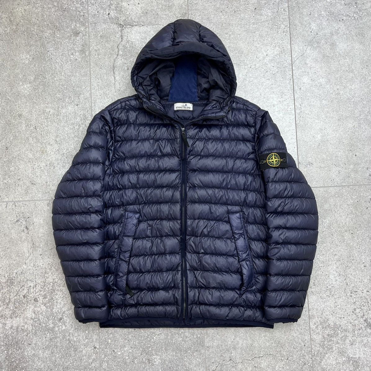 image of Stone Island Down Jacket in Dark Blue, Men's (Size XL)