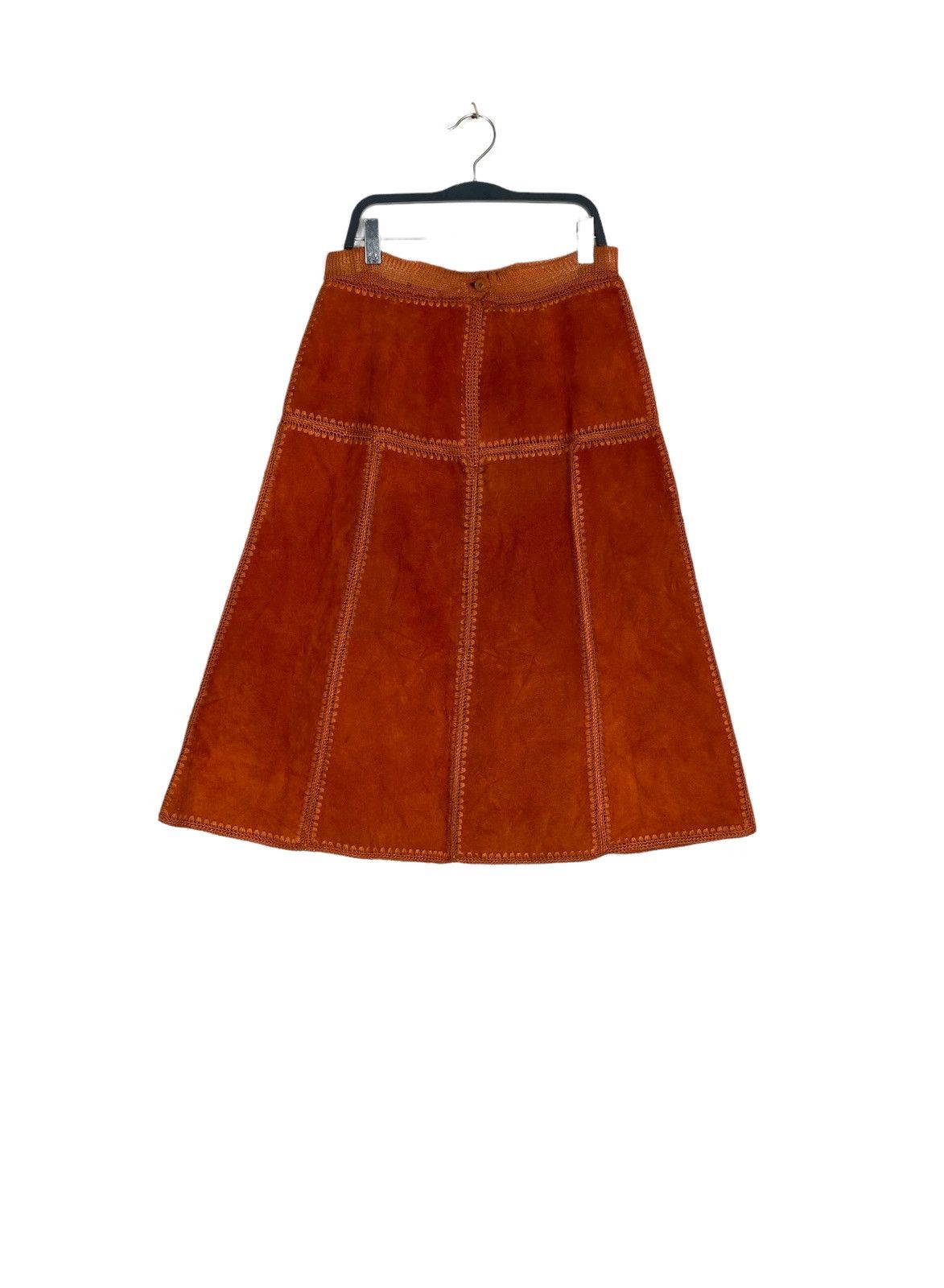 Vintage Rare‼️ Vintage Suede Leather Midi Skirt Rare Design Size 24" / US 00 / IT 34 - 3 Thumbnail