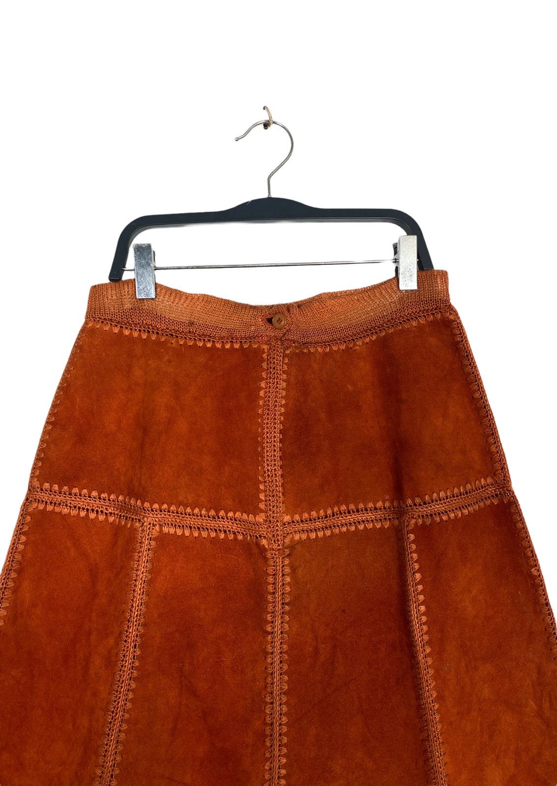 Vintage Rare‼️ Vintage Suede Leather Midi Skirt Rare Design Size 24" / US 00 / IT 34 - 4 Thumbnail
