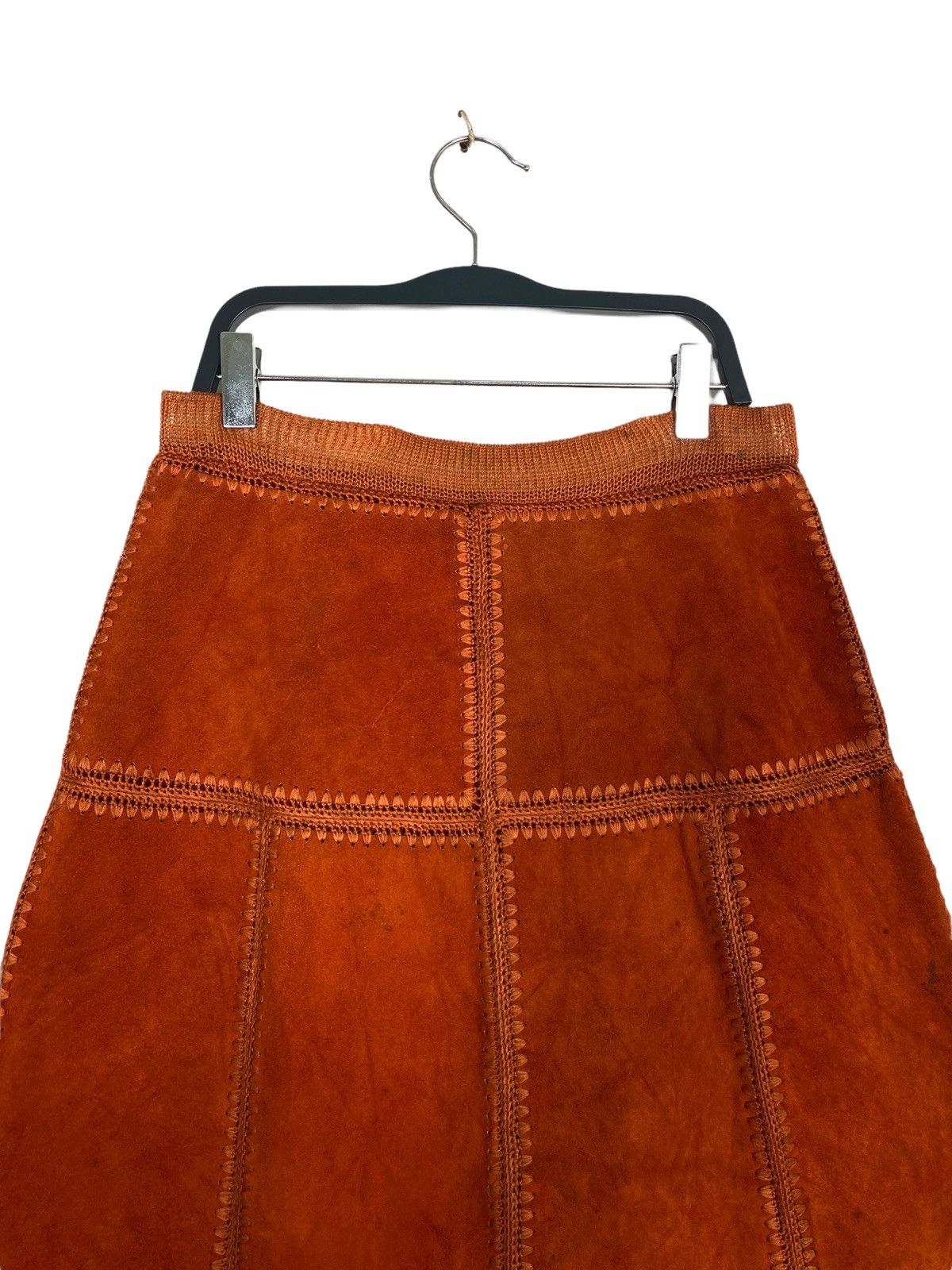 Vintage Rare‼️ Vintage Suede Leather Midi Skirt Rare Design Size 24" / US 00 / IT 34 - 2 Thumbnail
