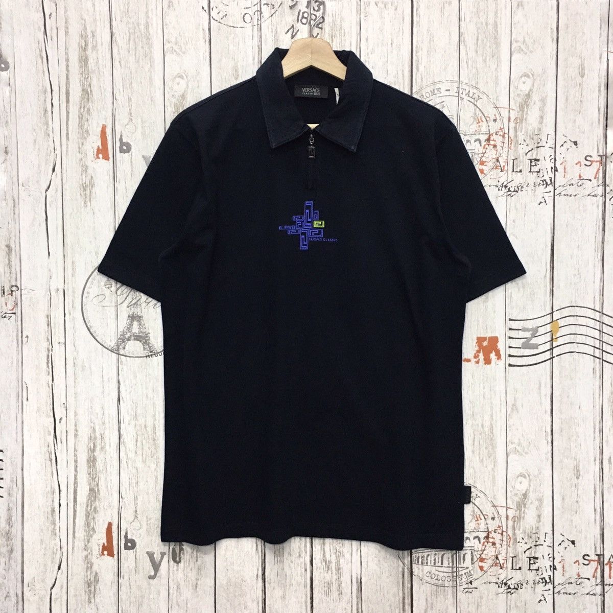 Versace Rare Polos Versace Art Quarter Zipper Made In Italy Size US L / EU 52-54 / 3 - 1 Thumbnail